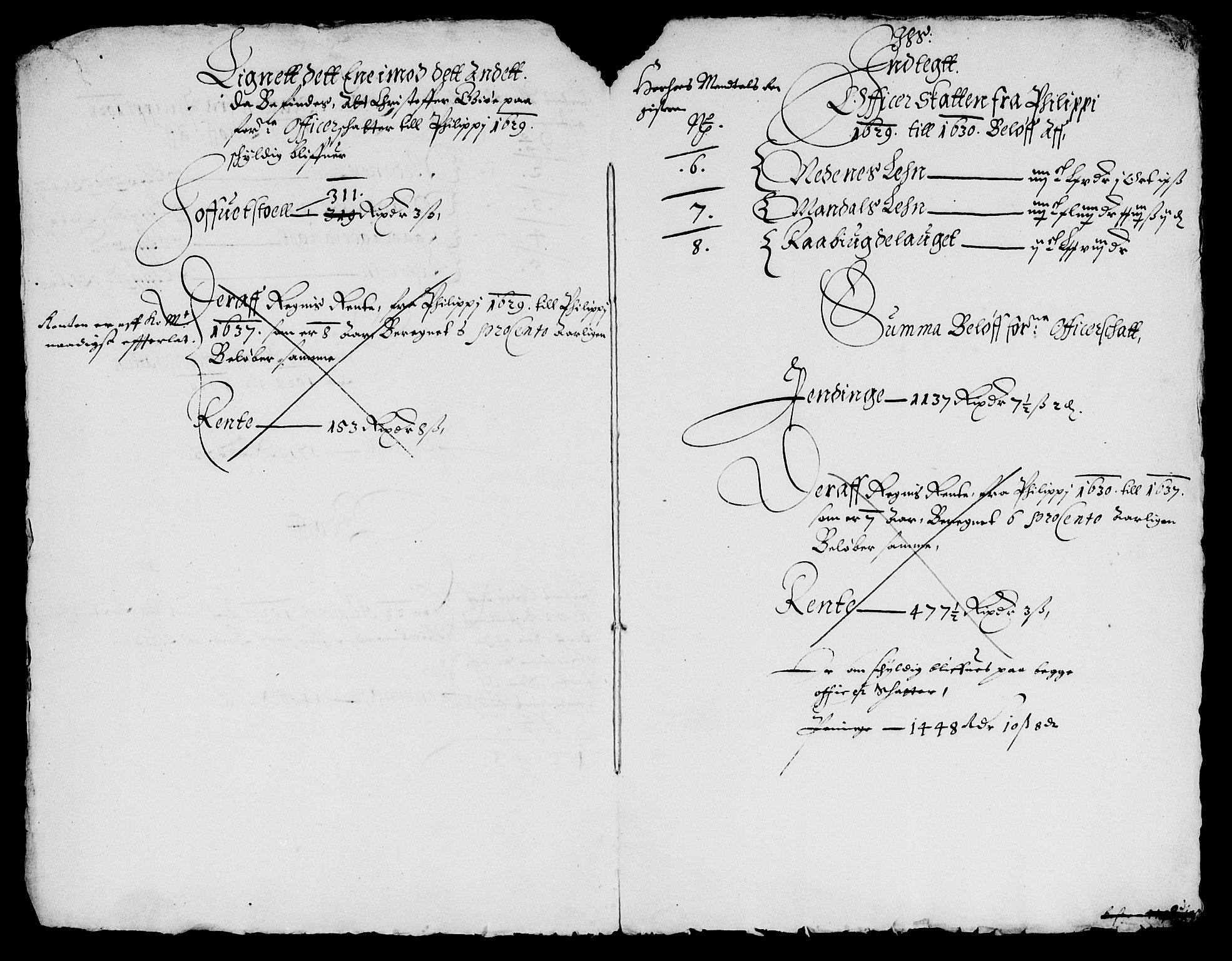 Rentekammeret inntil 1814, Reviderte regnskaper, Lensregnskaper, AV/RA-EA-5023/R/Rb/Rbq/L0019: Nedenes len. Mandals len. Råbyggelag., 1629-1630