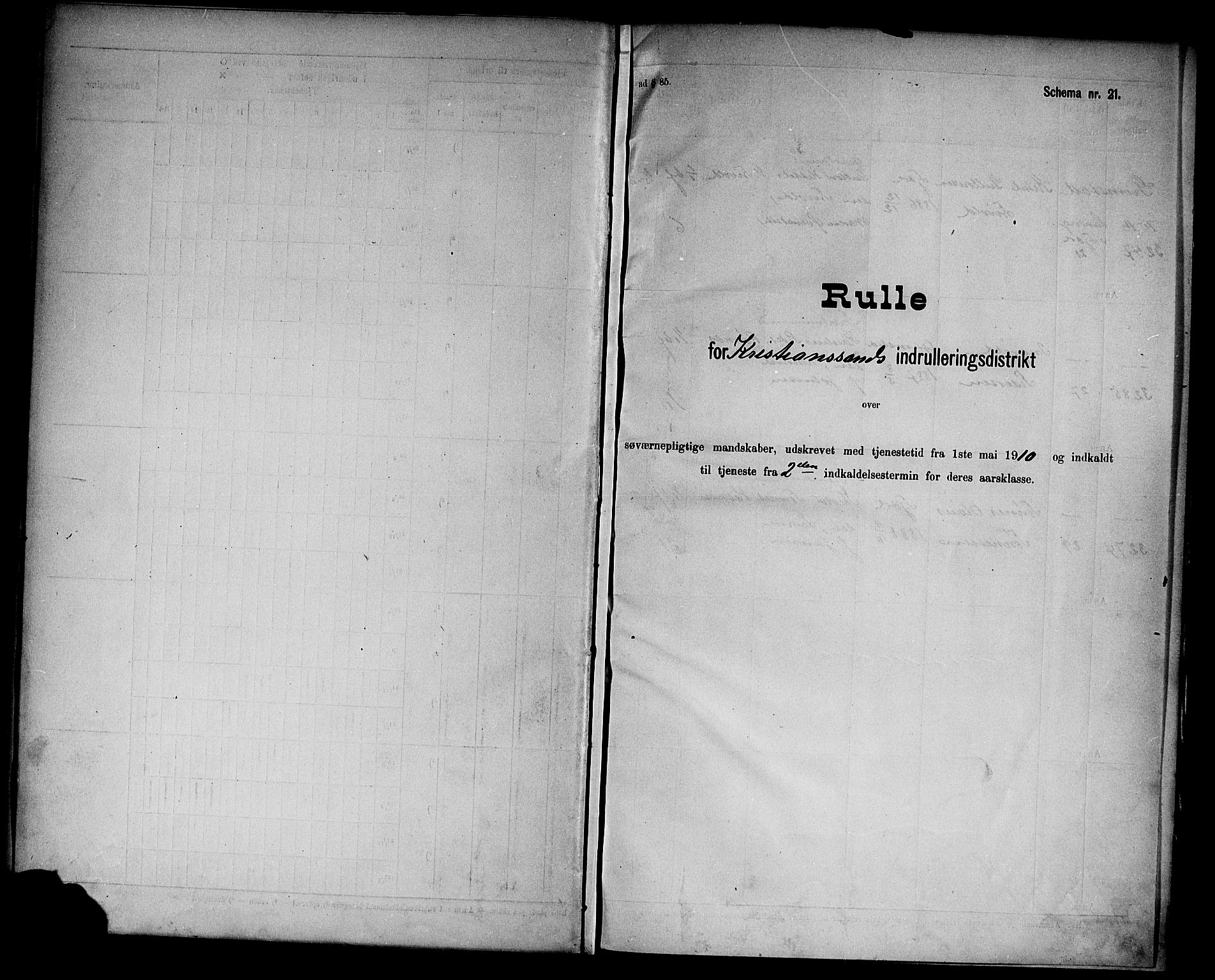 Kristiansand mønstringskrets, SAK/2031-0015/F/Fd/L0012: Rulle sjøvernepliktige, C-12, 1910, s. 19