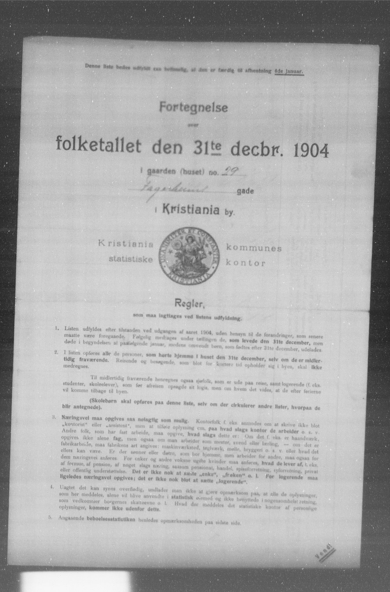 OBA, Kommunal folketelling 31.12.1904 for Kristiania kjøpstad, 1904, s. 4767