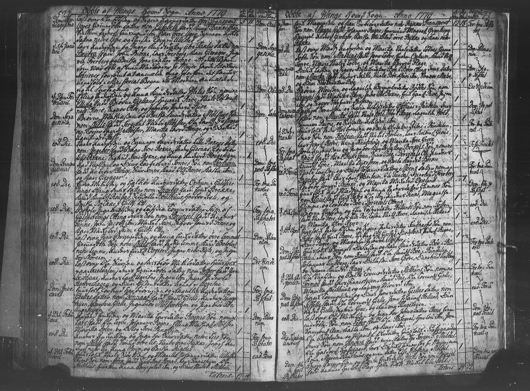 Voss sokneprestembete, SAB/A-79001/H/Haa: Ministerialbok nr. A 8, 1752-1780, s. 522-523