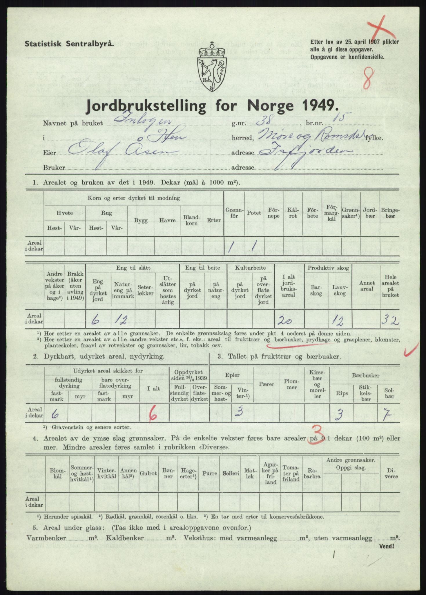 Statistisk sentralbyrå, Næringsøkonomiske emner, Jordbruk, skogbruk, jakt, fiske og fangst, AV/RA-S-2234/G/Gc/L0323: Møre og Romsdal: Grytten og Hen, 1949, s. 561