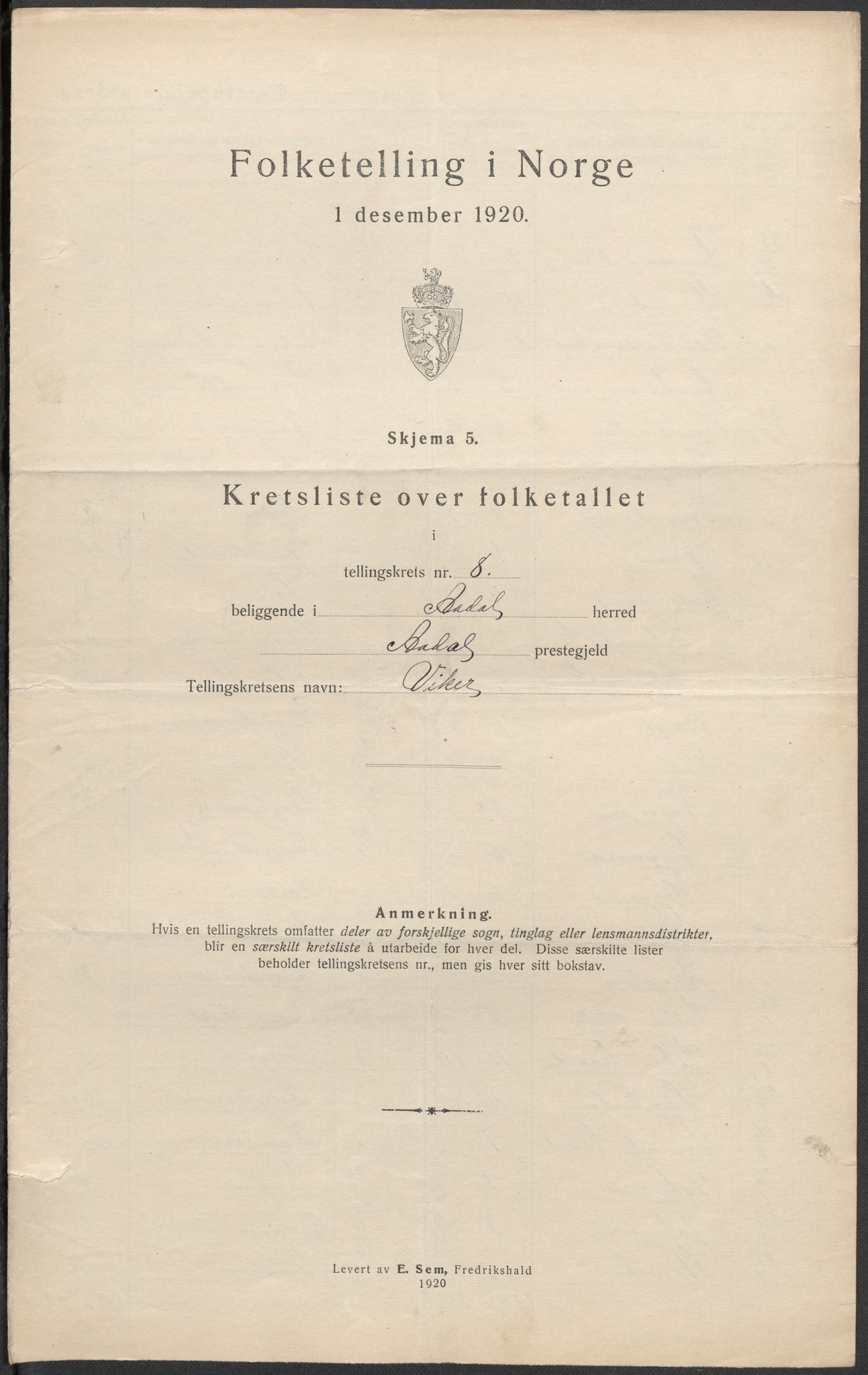 SAKO, Folketelling 1920 for 0614 Ådal herred, 1920, s. 30