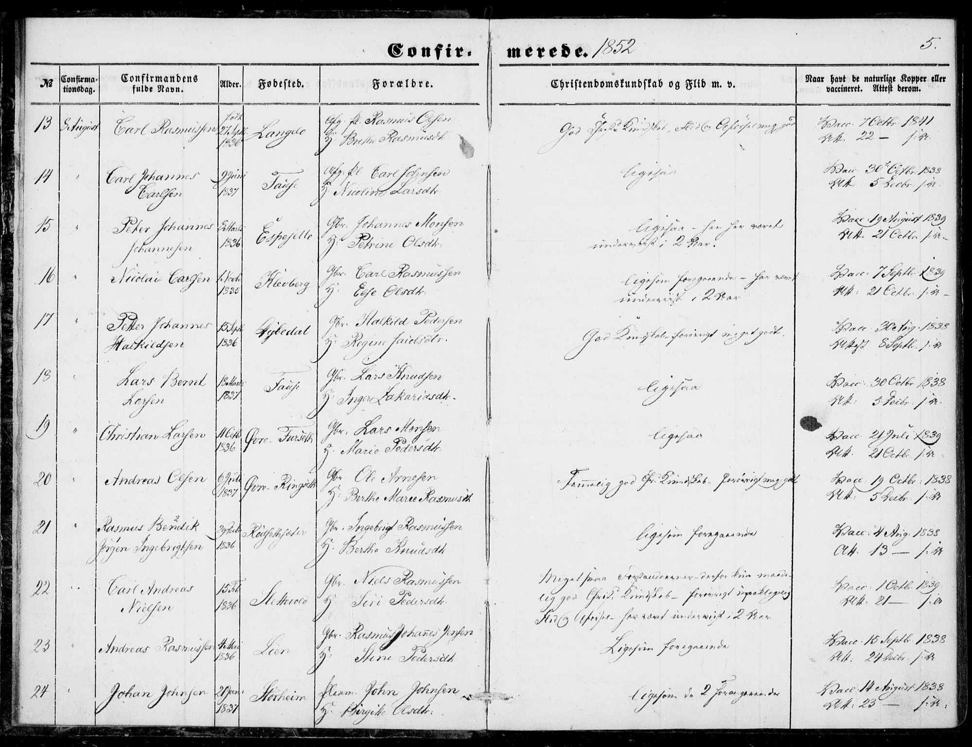 Ministerialprotokoller, klokkerbøker og fødselsregistre - Møre og Romsdal, SAT/A-1454/520/L0281: Ministerialbok nr. 520A10, 1851-1881, s. 5