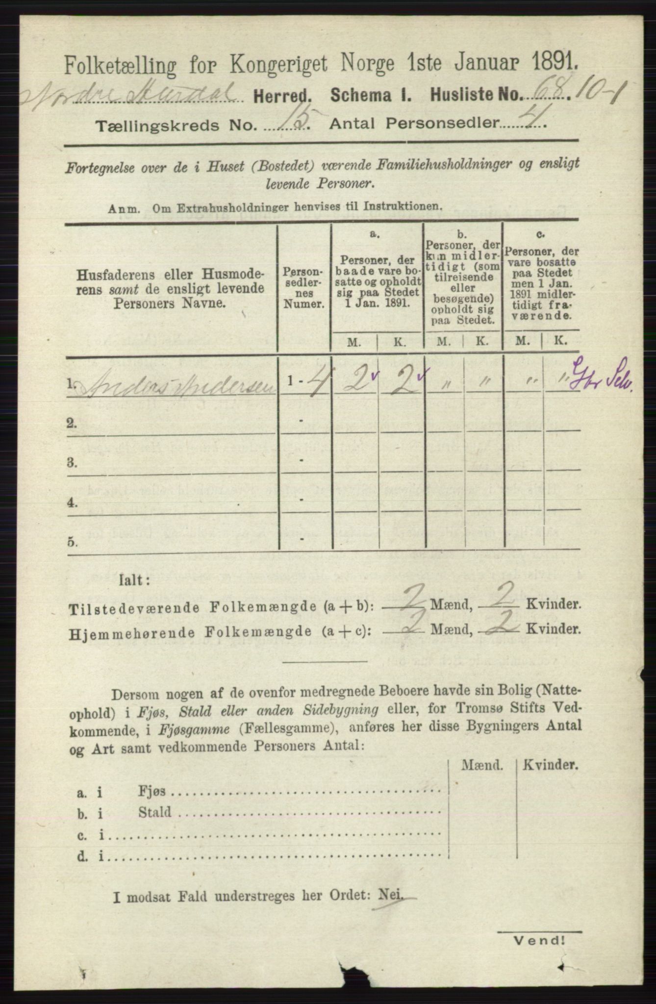 RA, Folketelling 1891 for 0542 Nord-Aurdal herred, 1891, s. 5737