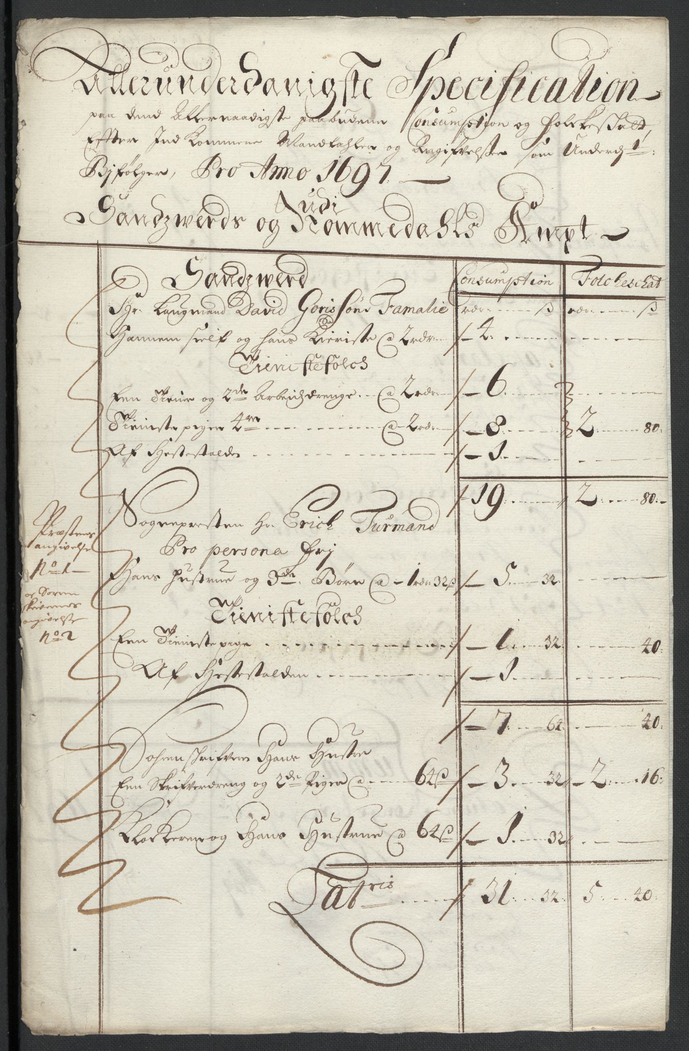 Rentekammeret inntil 1814, Reviderte regnskaper, Fogderegnskap, AV/RA-EA-4092/R24/L1576: Fogderegnskap Numedal og Sandsvær, 1696-1697, s. 322