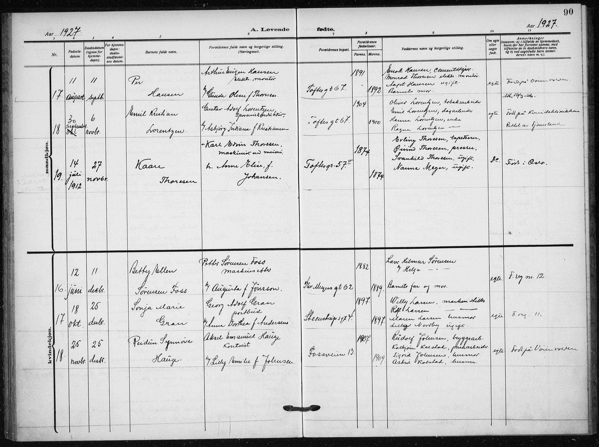 Hauge prestekontor Kirkebøker, AV/SAO-A-10849/F/Fa/L0001: Ministerialbok nr. 1, 1917-1938, s. 90