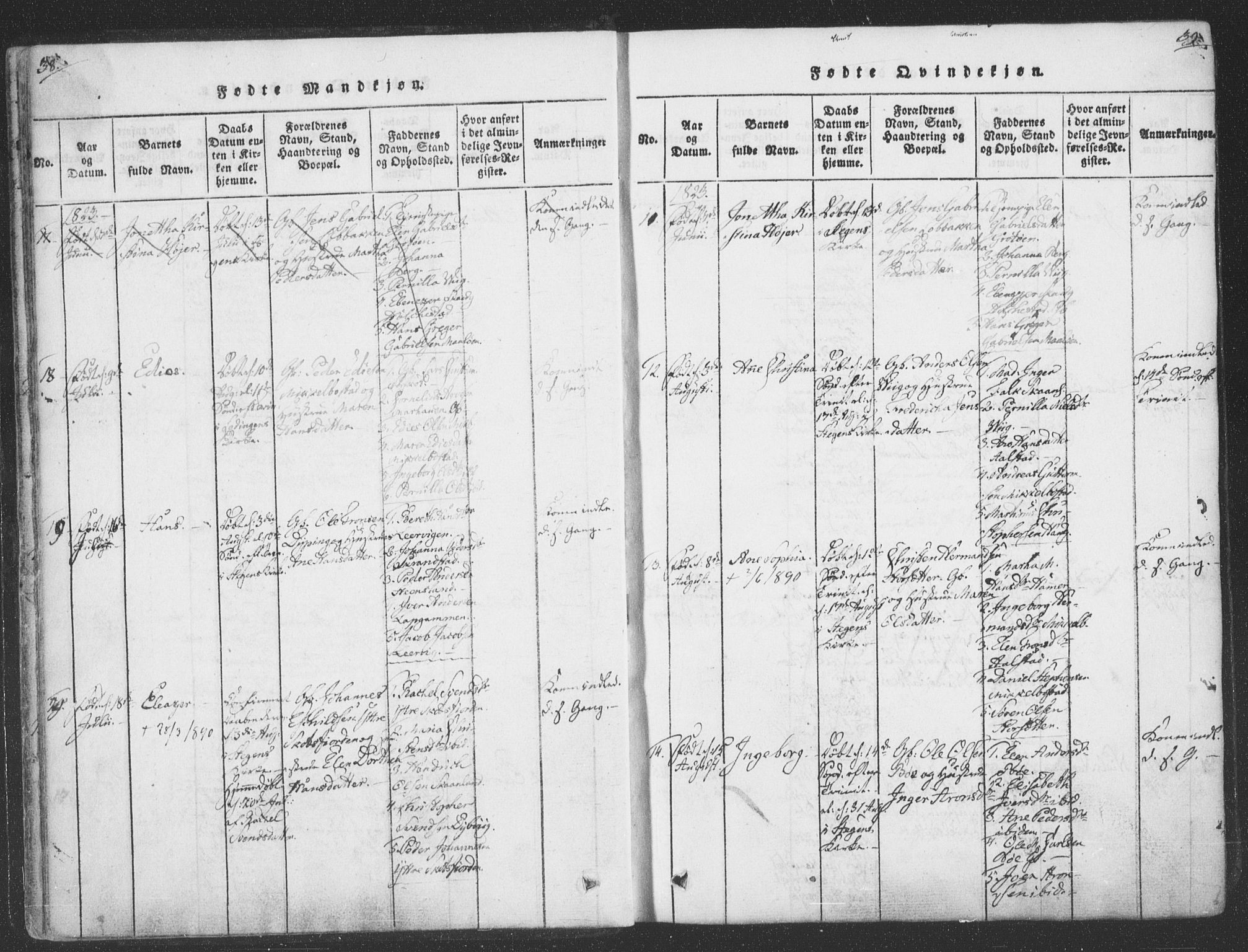 Ministerialprotokoller, klokkerbøker og fødselsregistre - Nordland, AV/SAT-A-1459/855/L0798: Ministerialbok nr. 855A06, 1821-1835, s. 38-39