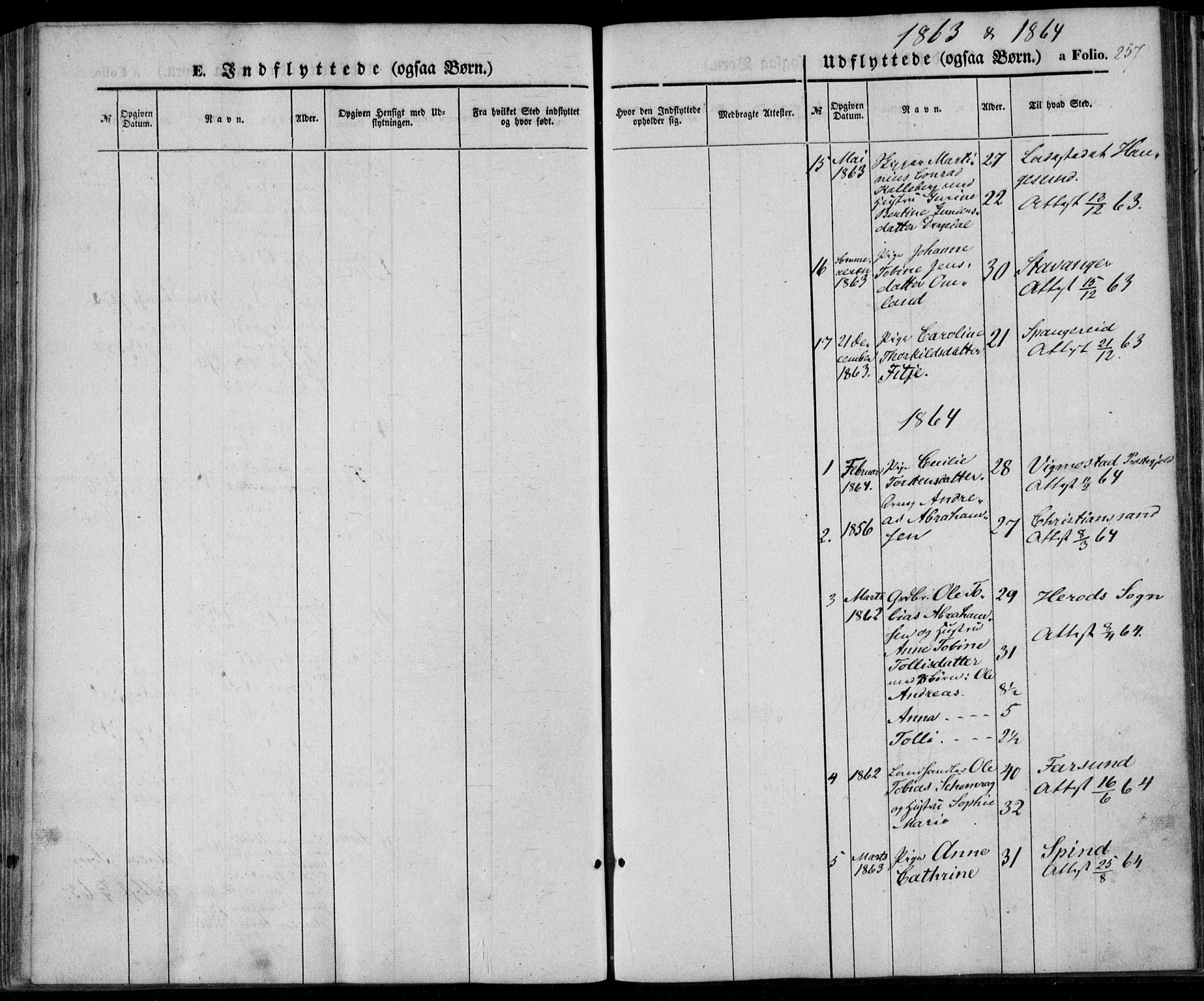 Lyngdal sokneprestkontor, SAK/1111-0029/F/Fa/Fac/L0009: Ministerialbok nr. A 9, 1852-1864, s. 257