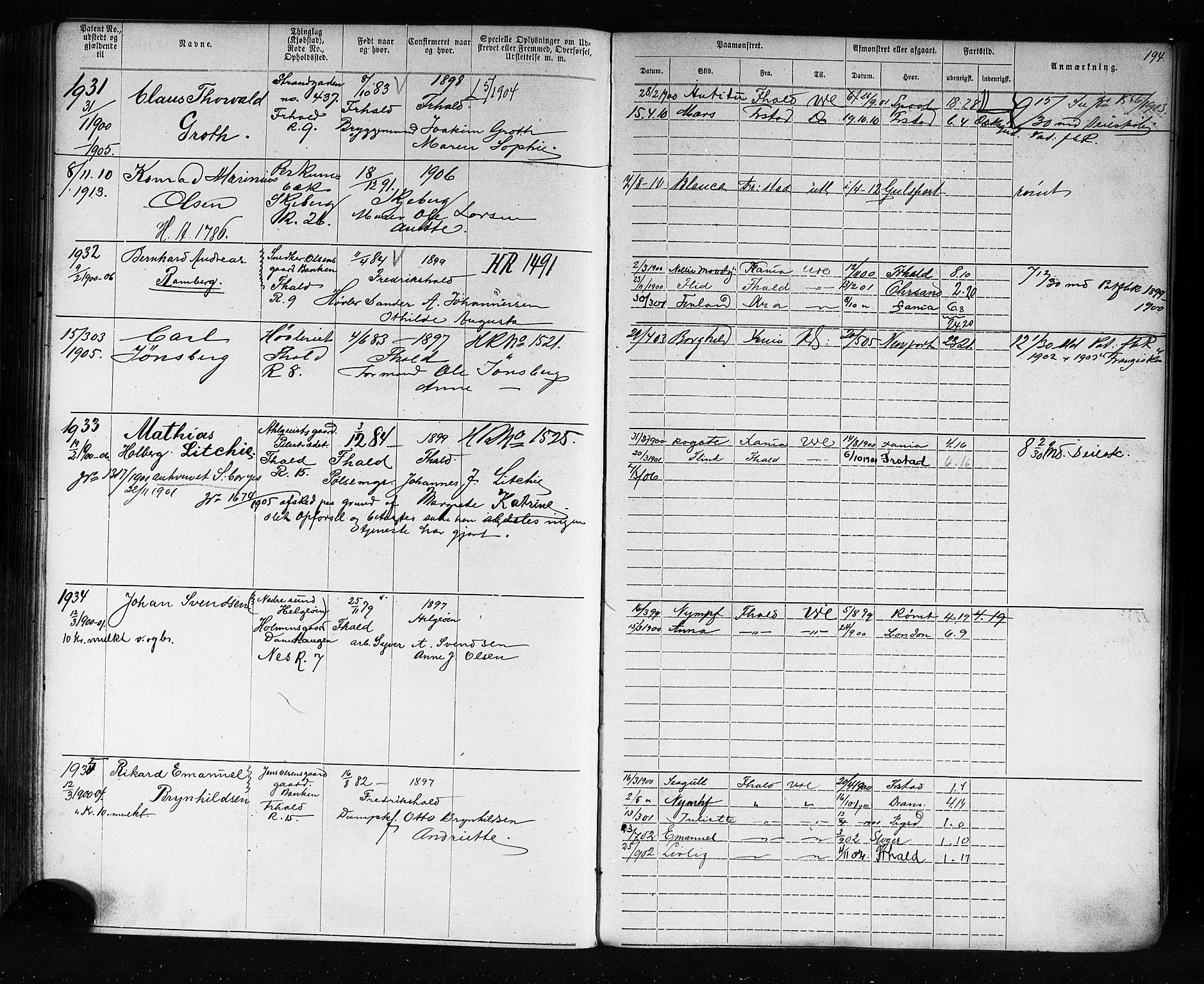 Halden mønstringskontor, AV/SAO-A-10569a/F/Fc/Fca/L0005: Annotasjonsrulle, 1875-1910, s. 199