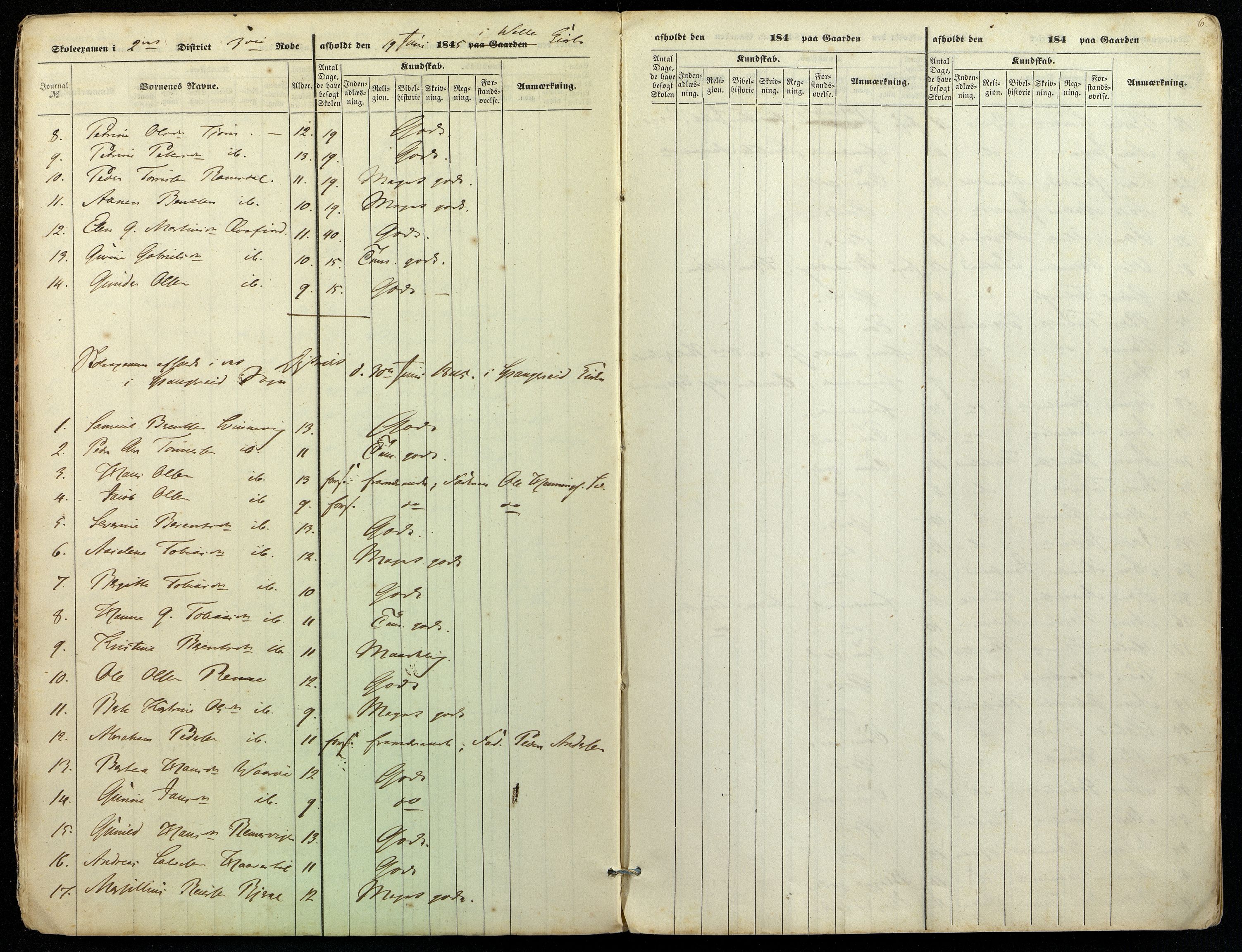 Sør-Audnedal kommune - Skolestyret, ARKSOR/1029SØ510/G/L0001: Eksamensprotokoll (d), 1845-1855