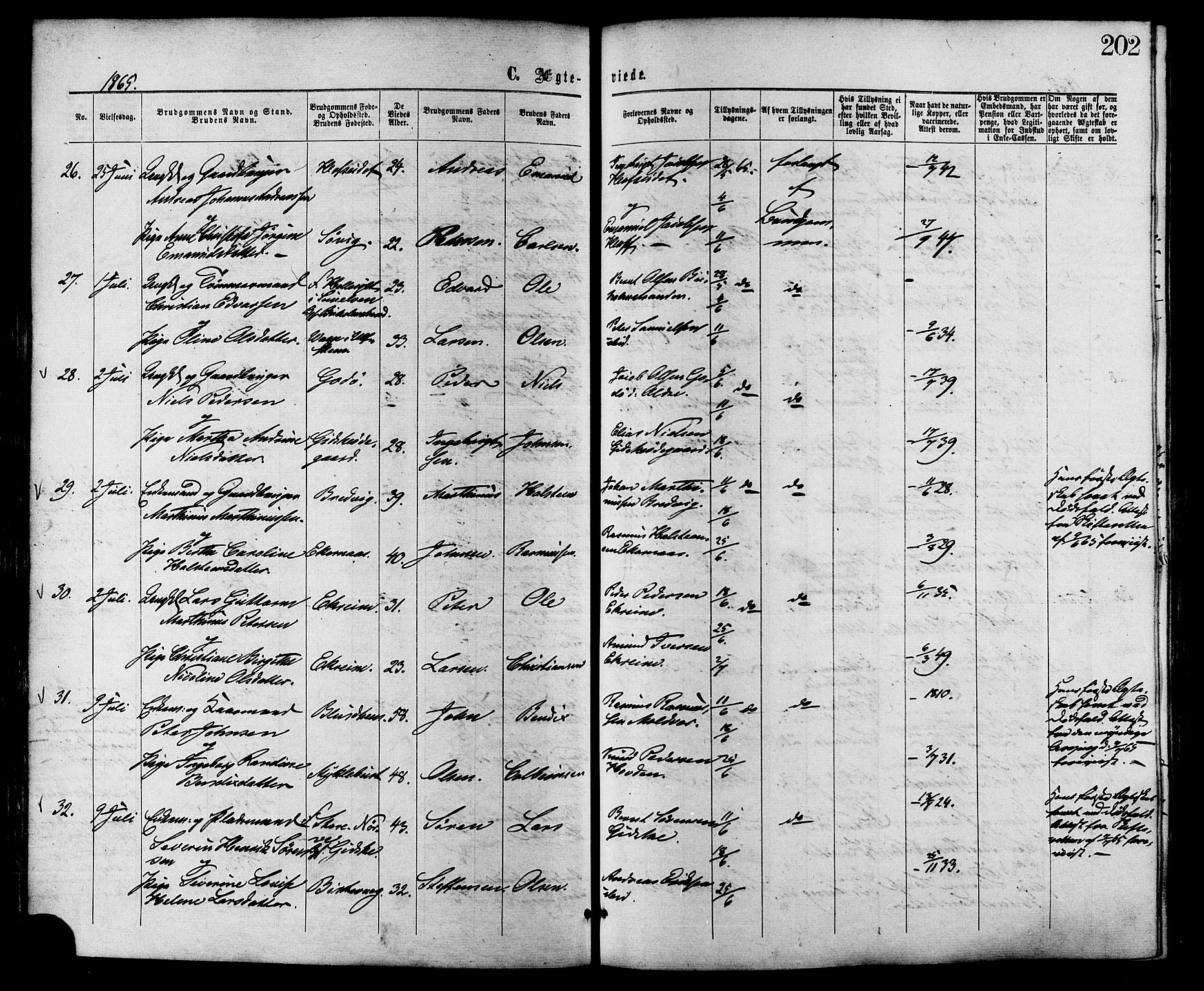 Ministerialprotokoller, klokkerbøker og fødselsregistre - Møre og Romsdal, AV/SAT-A-1454/528/L0399: Ministerialbok nr. 528A10, 1864-1879, s. 202