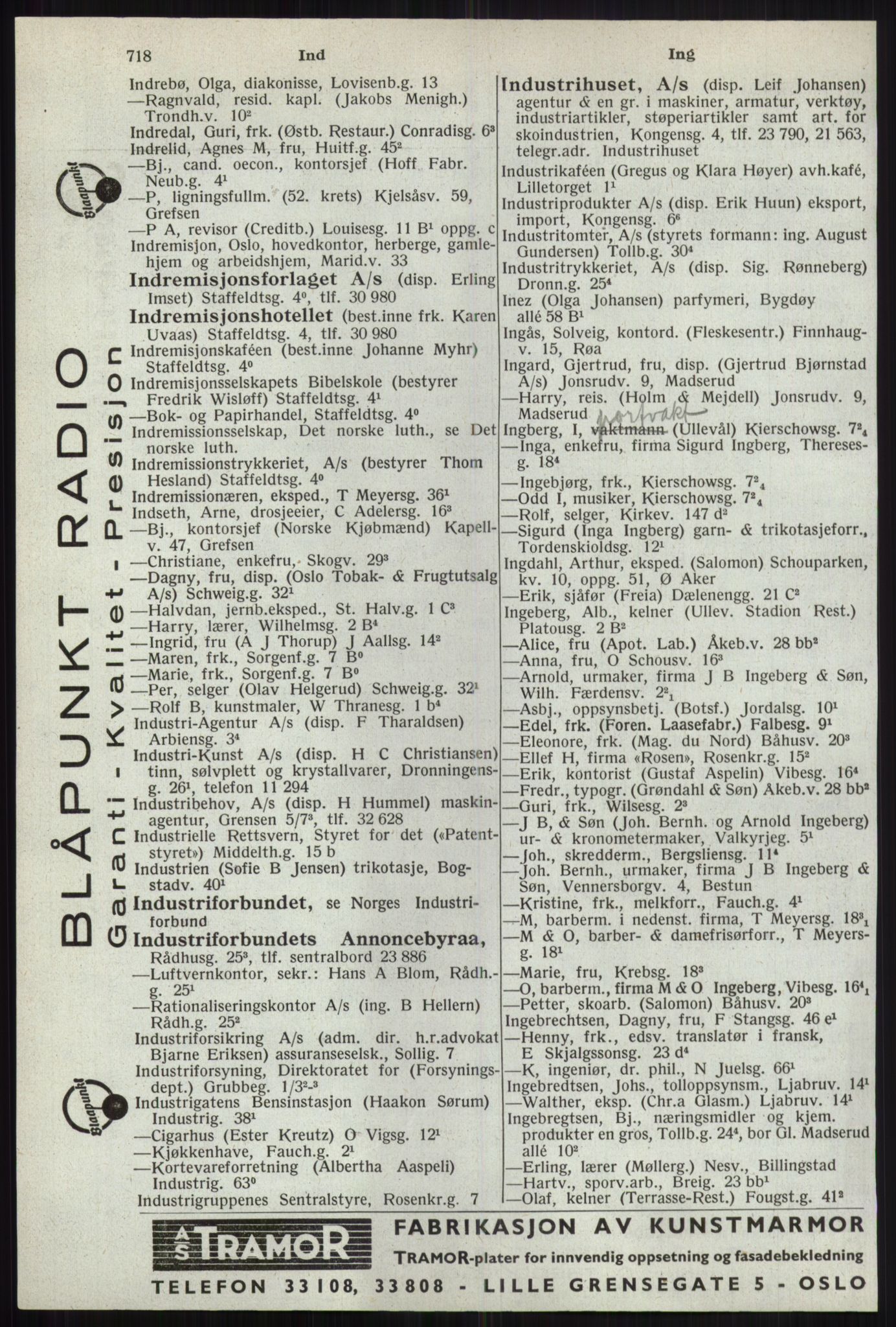 Kristiania/Oslo adressebok, PUBL/-, 1941, s. 718