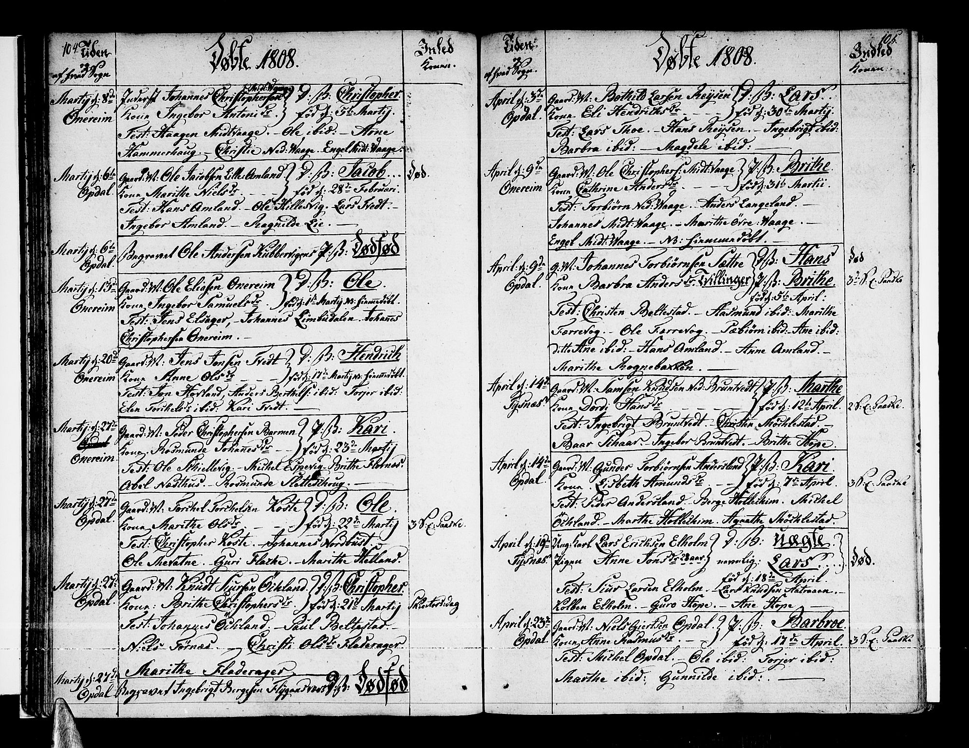 Tysnes sokneprestembete, SAB/A-78601/H/Haa: Ministerialbok nr. A 6, 1804-1816, s. 104-105