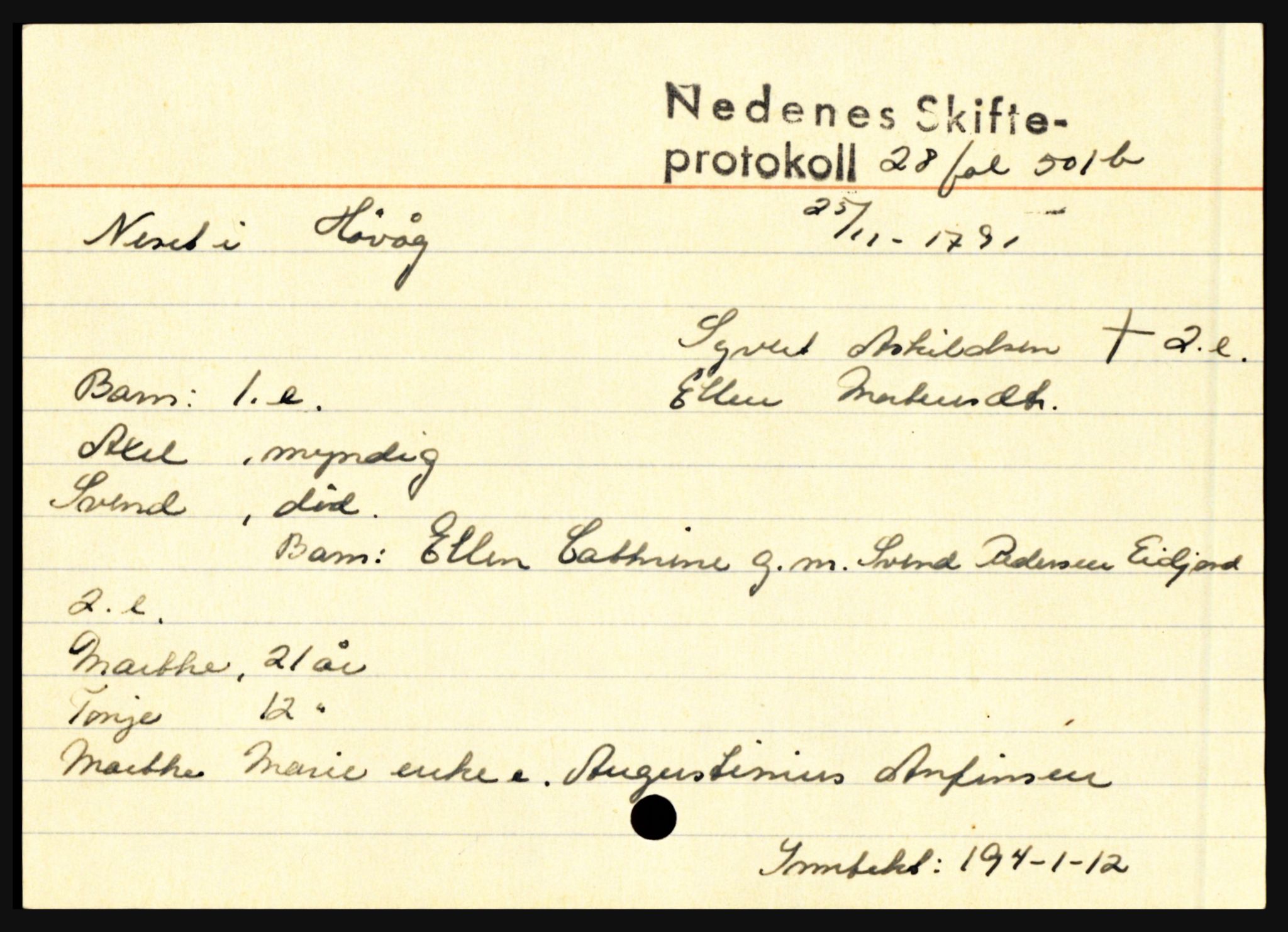 Nedenes sorenskriveri før 1824, AV/SAK-1221-0007/H, s. 21993