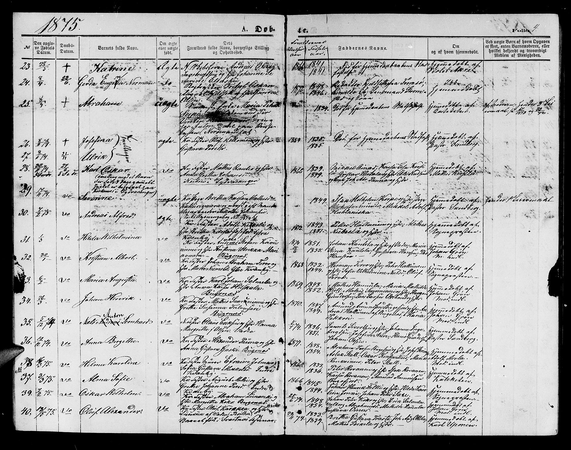 Vadsø sokneprestkontor, AV/SATØ-S-1325/H/Hb/L0002klokker: Klokkerbok nr. 2, 1875-1884, s. 4