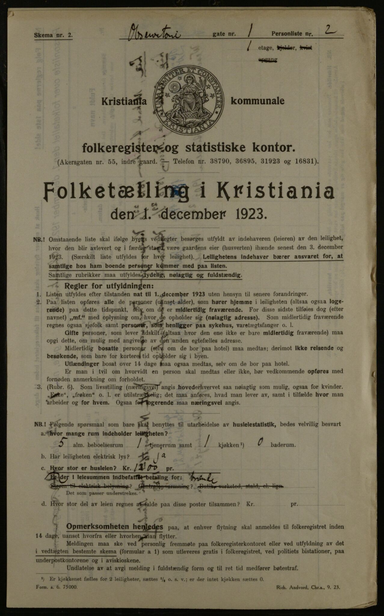 OBA, Kommunal folketelling 1.12.1923 for Kristiania, 1923, s. 81412