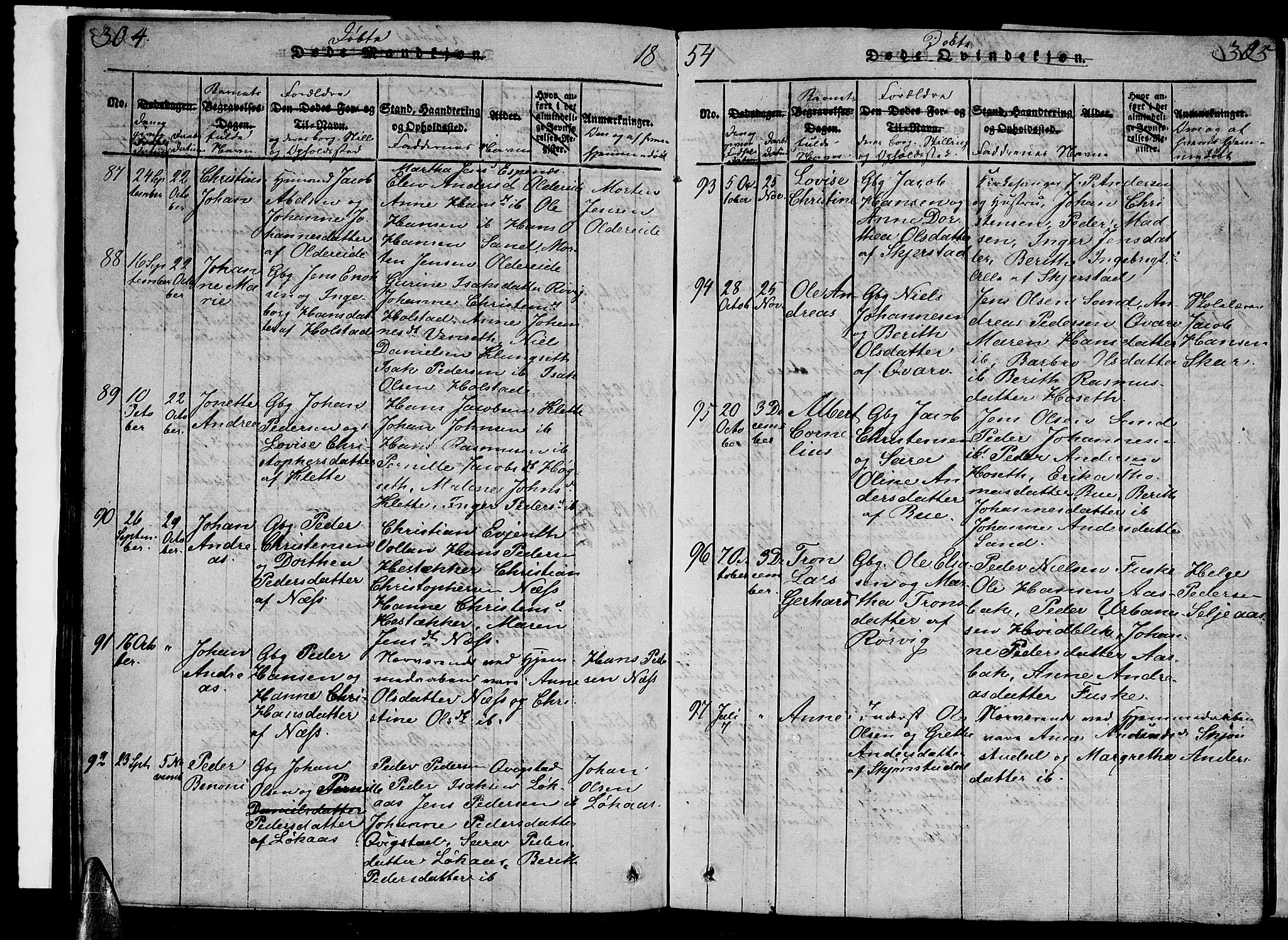 Ministerialprotokoller, klokkerbøker og fødselsregistre - Nordland, AV/SAT-A-1459/852/L0752: Klokkerbok nr. 852C03, 1840-1855, s. 304-305