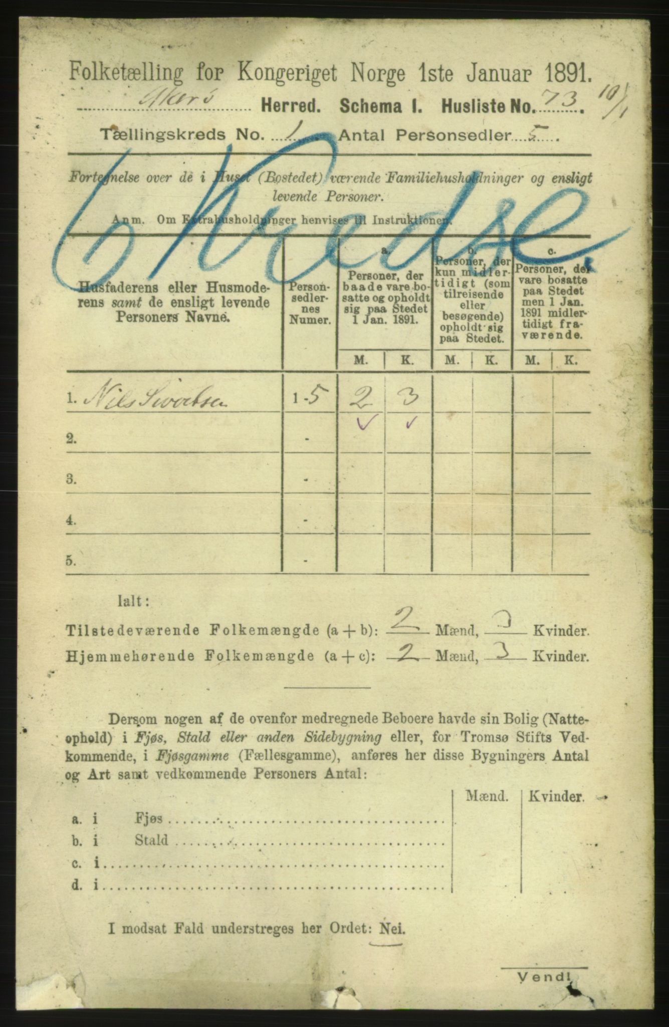 RA, Folketelling 1891 for 1545 Aukra herred, 1891, s. 94