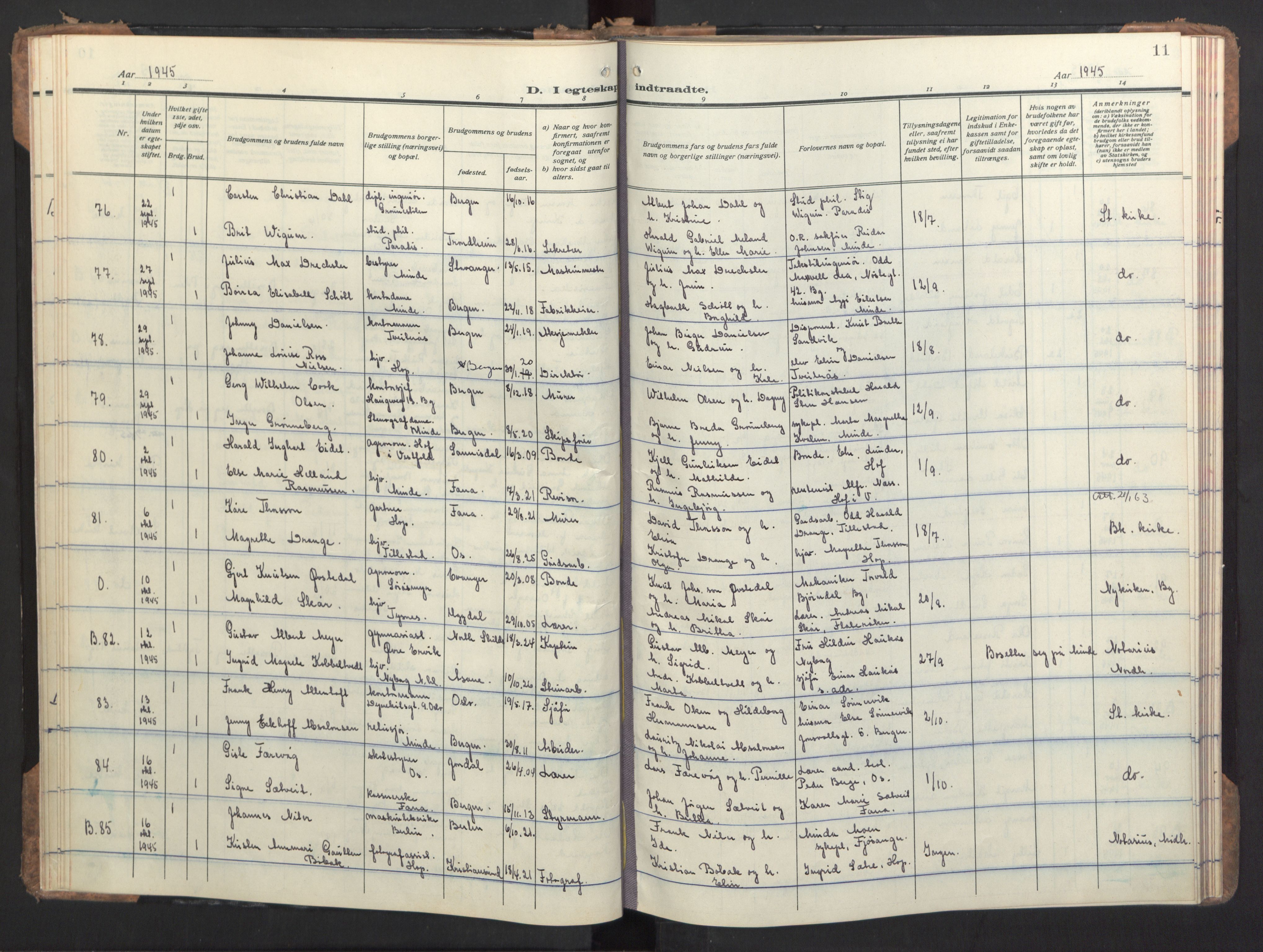 Birkeland Sokneprestembete, SAB/A-74601/H/Haa/Haac/L0001: Ministerialbok nr. C 1, 1944-1954, s. 11