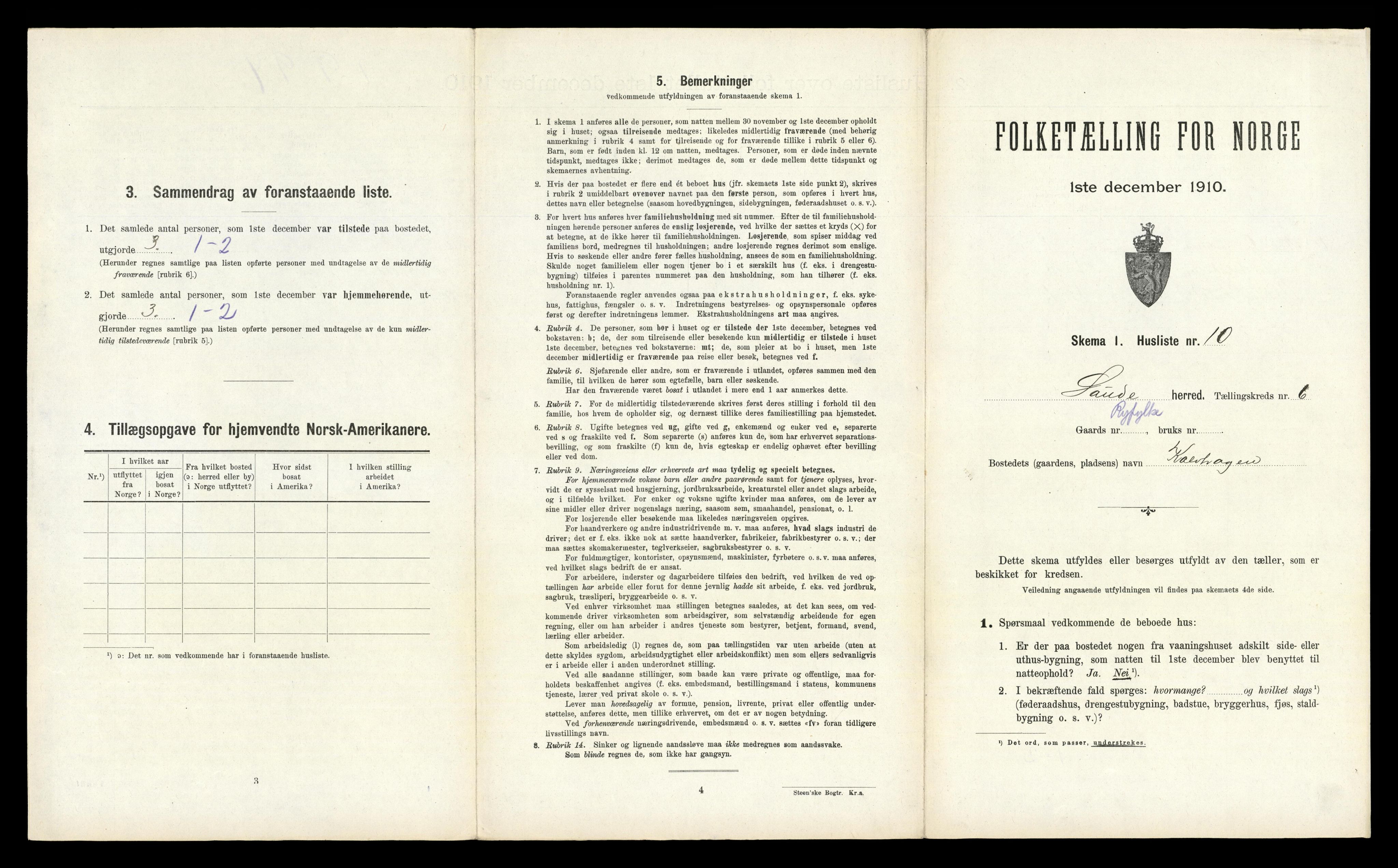 RA, Folketelling 1910 for 1135 Sauda herred, 1910, s. 510