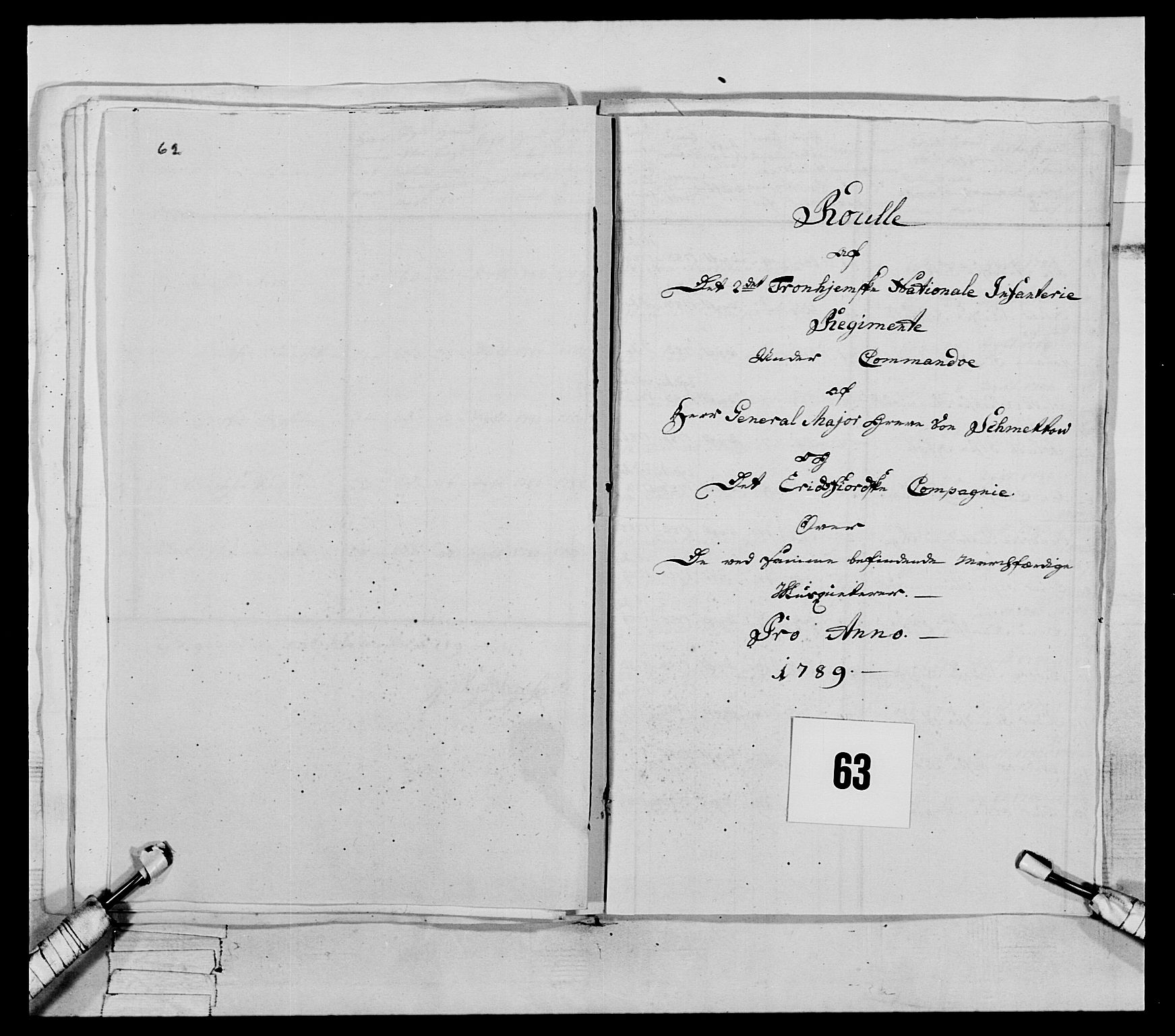 Generalitets- og kommissariatskollegiet, Det kongelige norske kommissariatskollegium, AV/RA-EA-5420/E/Eh/L0079: 2. Trondheimske nasjonale infanteriregiment, 1782-1789, s. 306