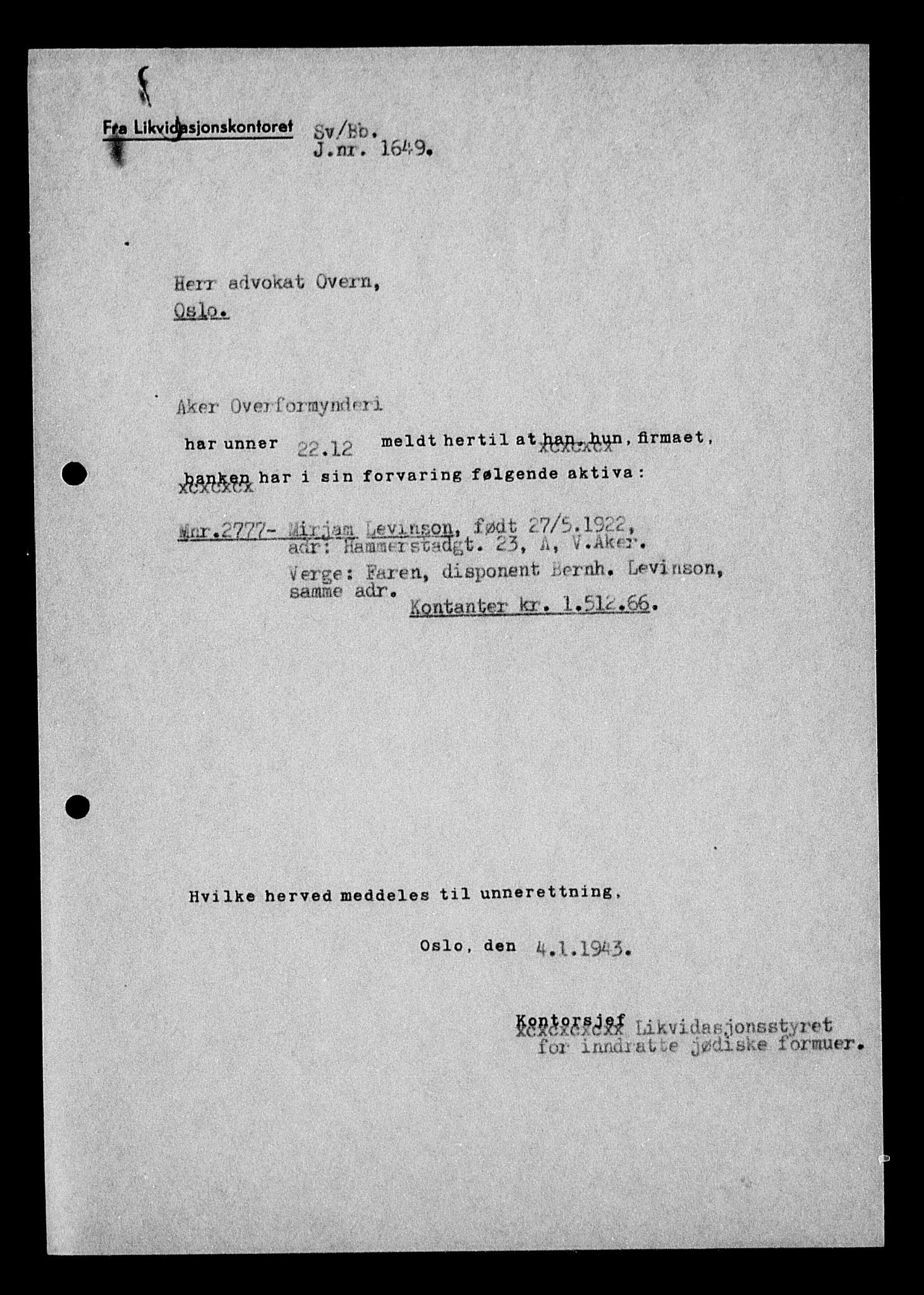 Justisdepartementet, Tilbakeføringskontoret for inndratte formuer, AV/RA-S-1564/H/Hc/Hcc/L0958: --, 1945-1947, s. 483
