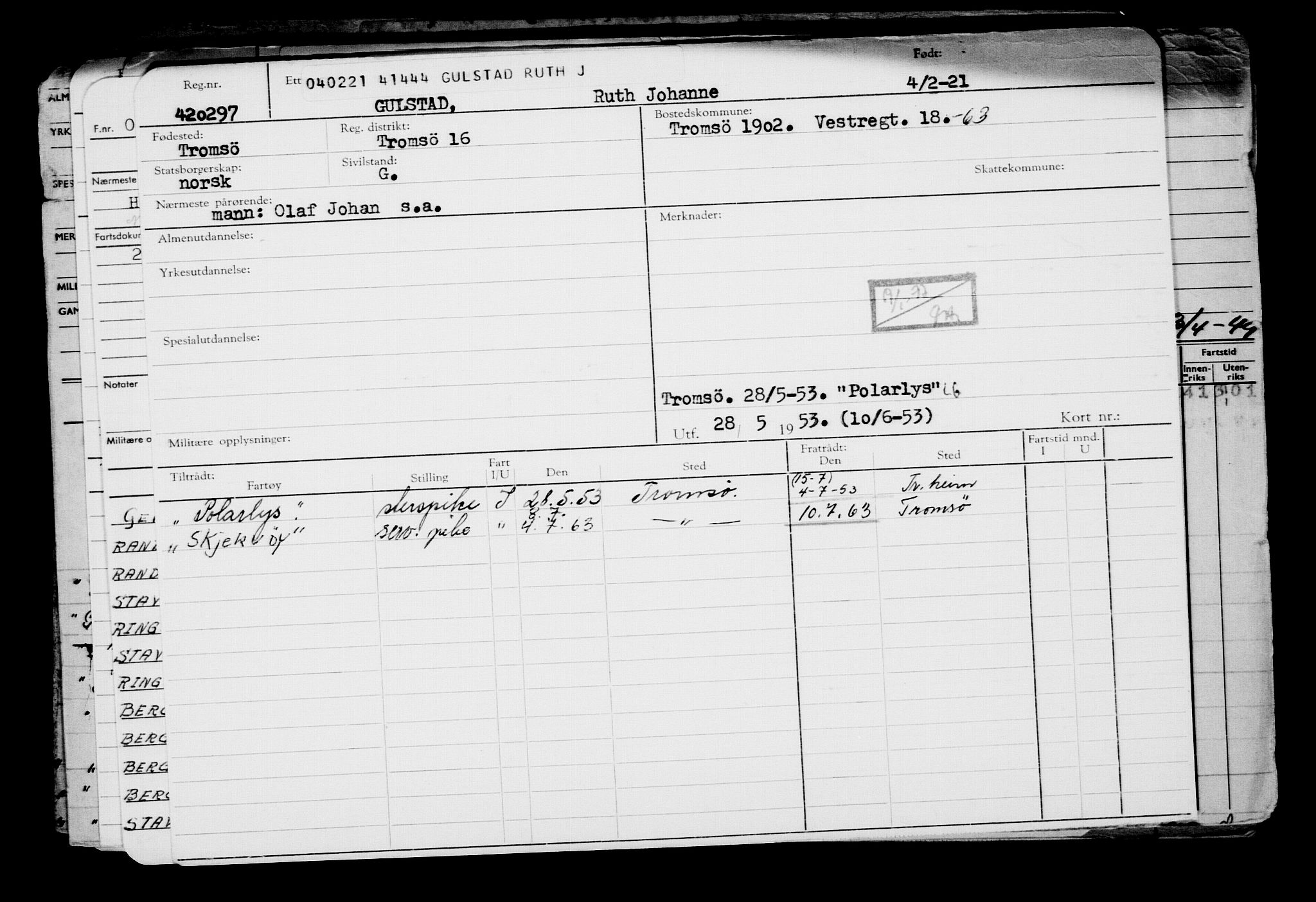 Direktoratet for sjømenn, AV/RA-S-3545/G/Gb/L0190: Hovedkort, 1921, s. 74