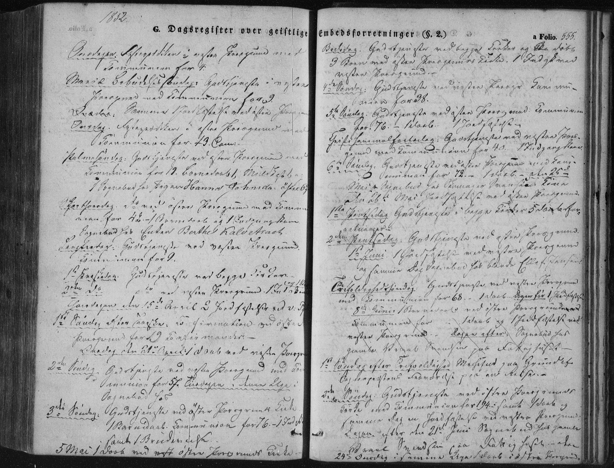 Porsgrunn kirkebøker , SAKO/A-104/F/Fa/L0006: Ministerialbok nr. 6, 1841-1857, s. 555