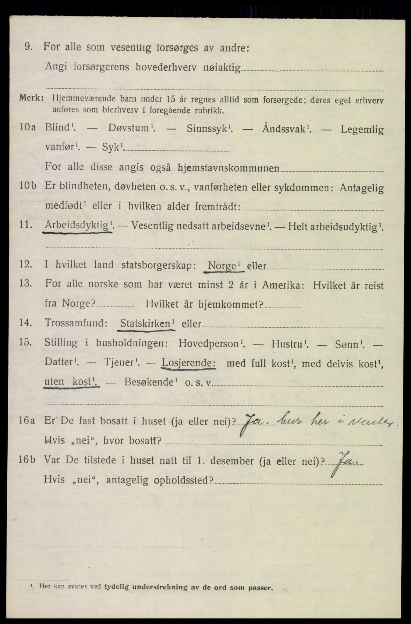 SAK, Folketelling 1920 for 0940 Valle herred, 1920, s. 2312