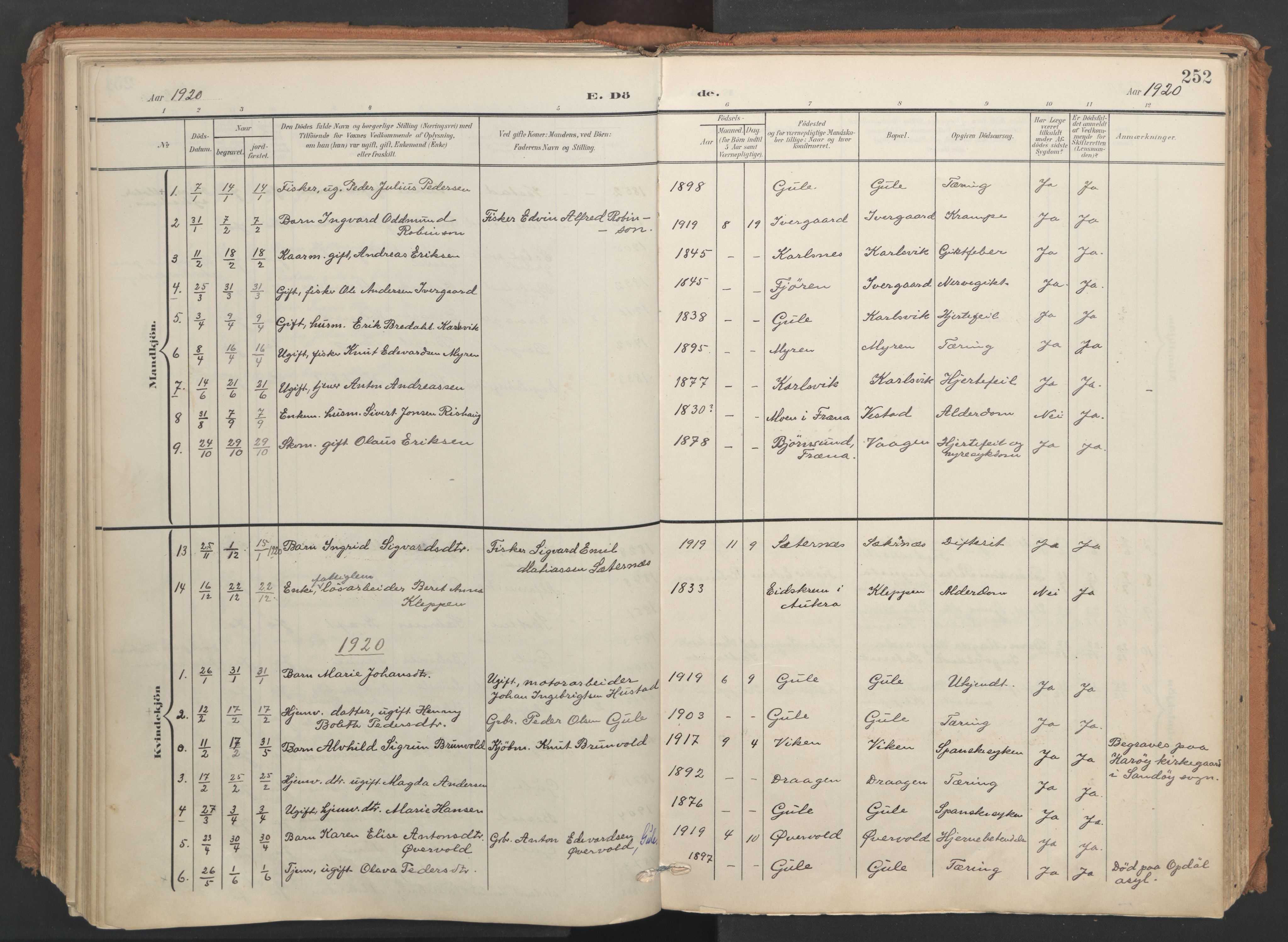 Ministerialprotokoller, klokkerbøker og fødselsregistre - Møre og Romsdal, AV/SAT-A-1454/566/L0771: Ministerialbok nr. 566A10, 1904-1929, s. 252
