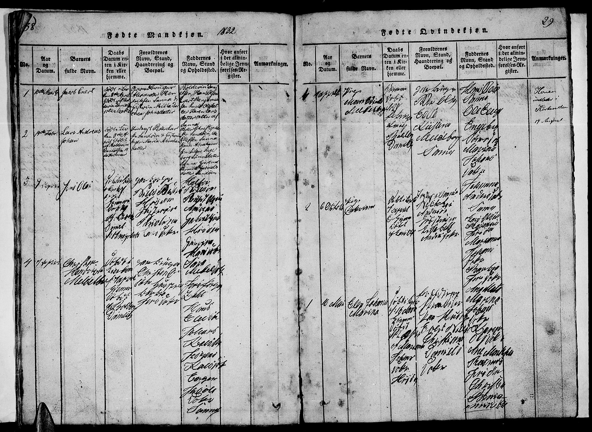 Ministerialprotokoller, klokkerbøker og fødselsregistre - Nordland, AV/SAT-A-1459/840/L0581: Klokkerbok nr. 840C01, 1820-1873, s. 38-39