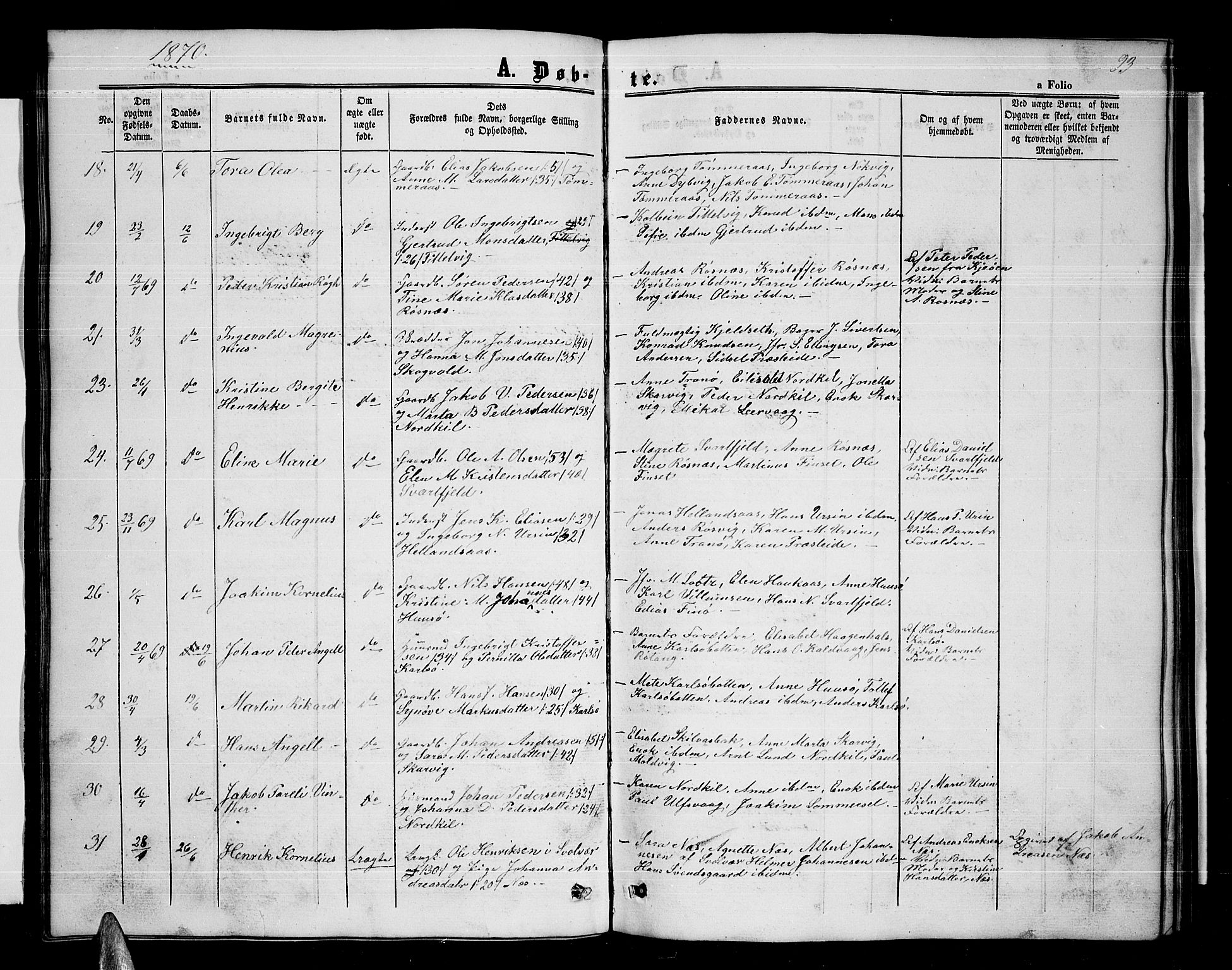 Ministerialprotokoller, klokkerbøker og fødselsregistre - Nordland, AV/SAT-A-1459/859/L0857: Klokkerbok nr. 859C03, 1854-1873, s. 93