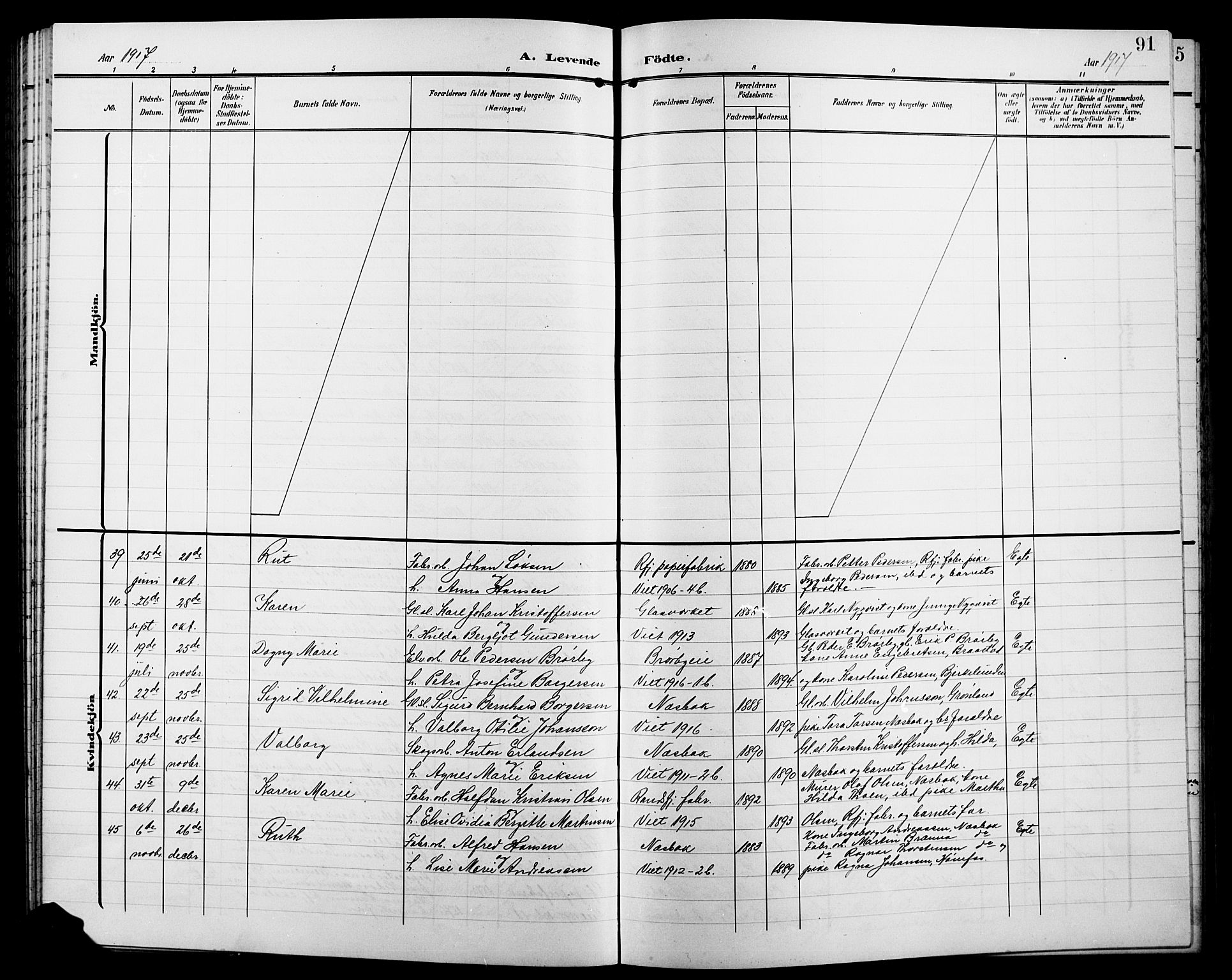 Jevnaker prestekontor, SAH/PREST-116/H/Ha/Hab/L0004: Klokkerbok nr. 4, 1907-1918, s. 91