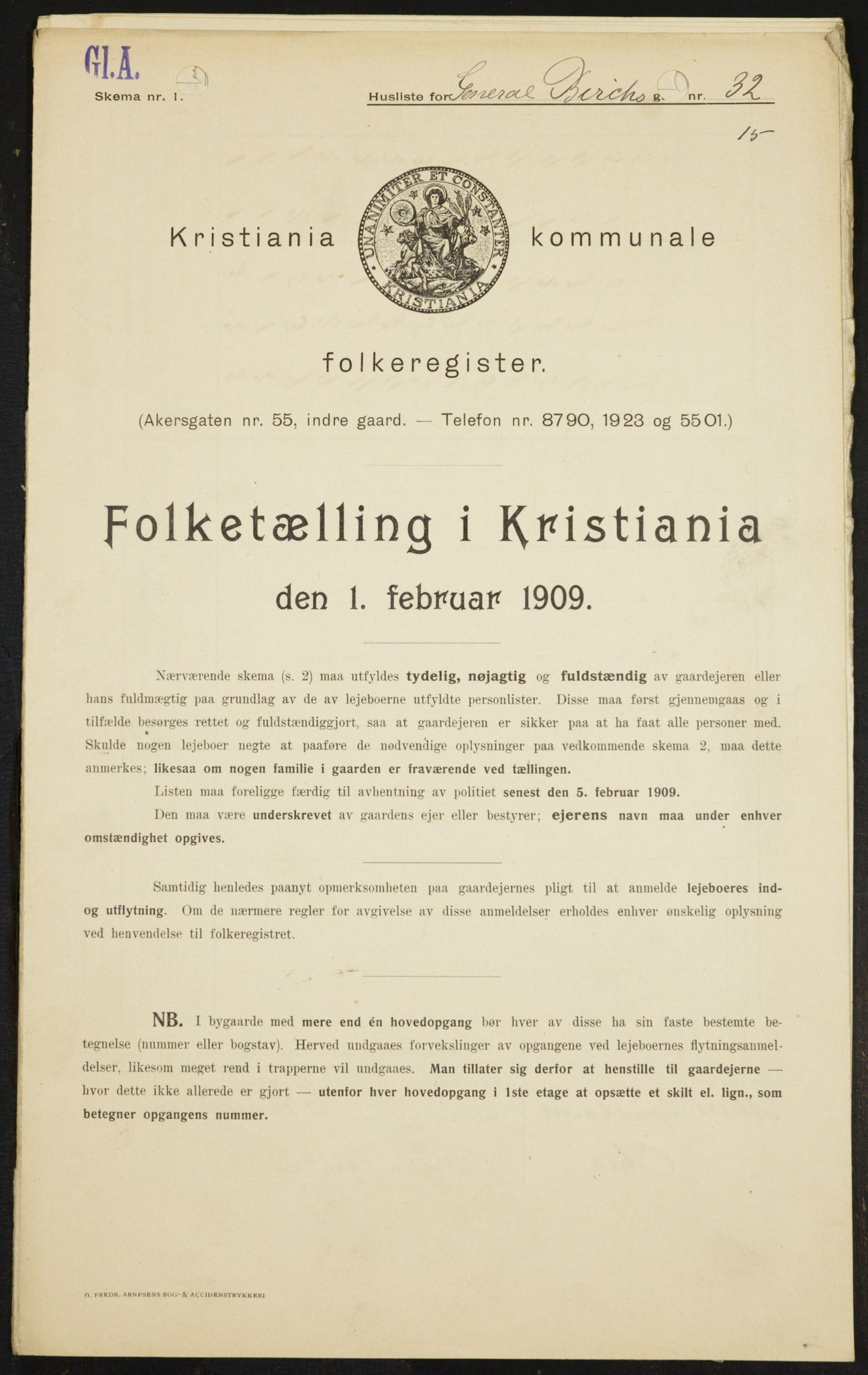 OBA, Kommunal folketelling 1.2.1909 for Kristiania kjøpstad, 1909, s. 26424