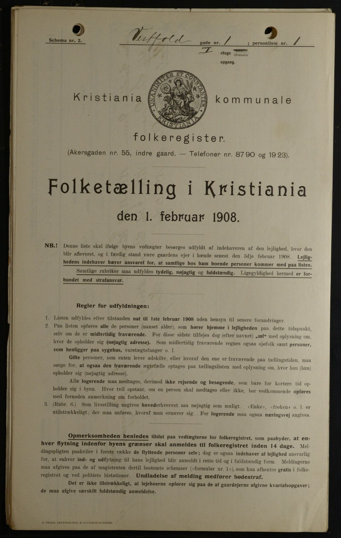 OBA, Kommunal folketelling 1.2.1908 for Kristiania kjøpstad, 1908, s. 109868