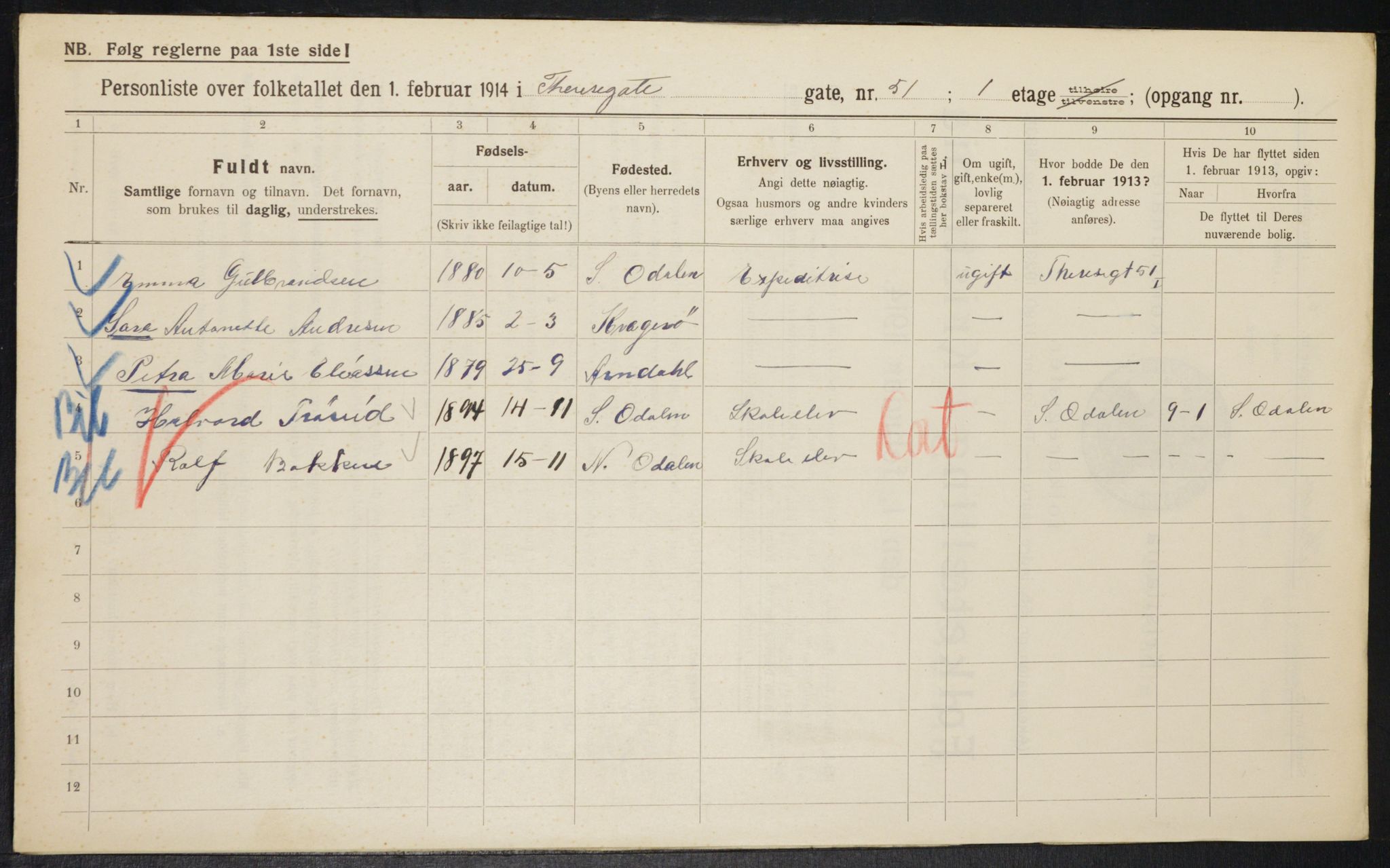 OBA, Kommunal folketelling 1.2.1914 for Kristiania, 1914, s. 109677