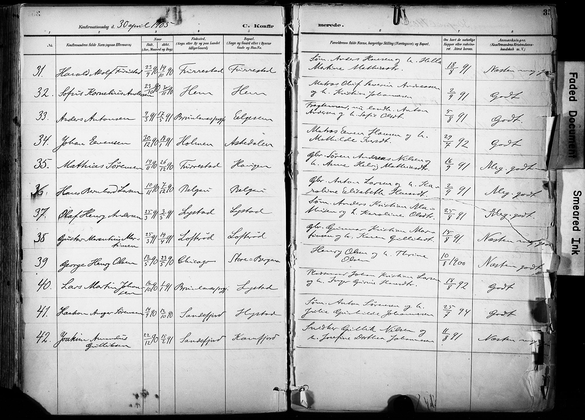 Sandar kirkebøker, AV/SAKO-A-243/F/Fa/L0014: Ministerialbok nr. 14, 1896-1909, s. 352