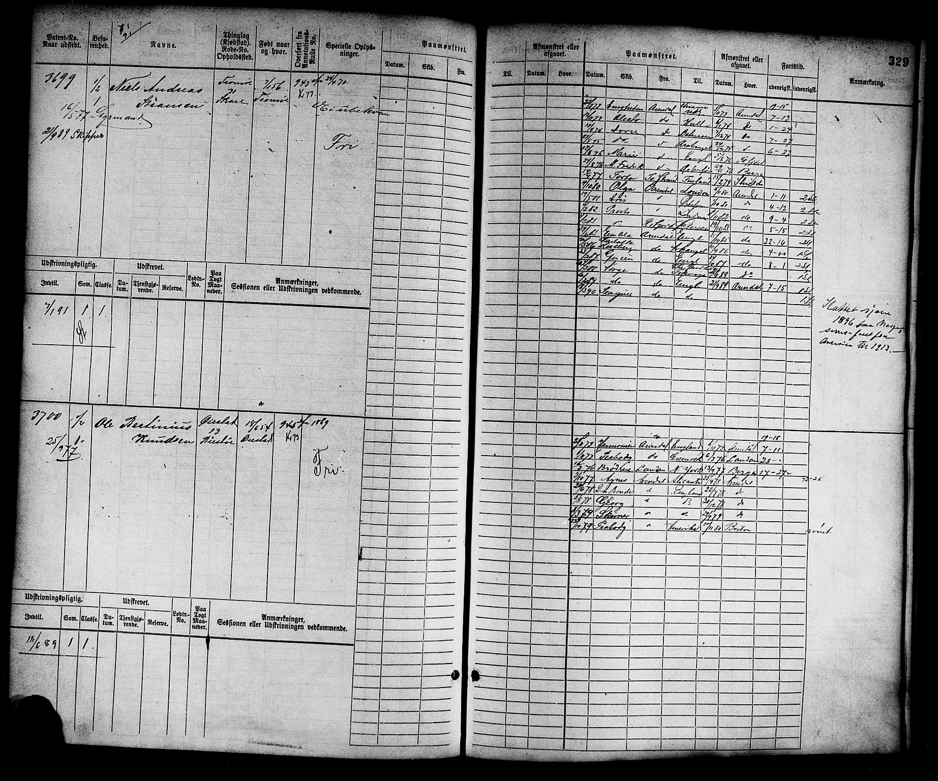 Arendal mønstringskrets, AV/SAK-2031-0012/F/Fb/L0014: Hovedrulle nr 3045-3806, S-12, 1868-1900, s. 338