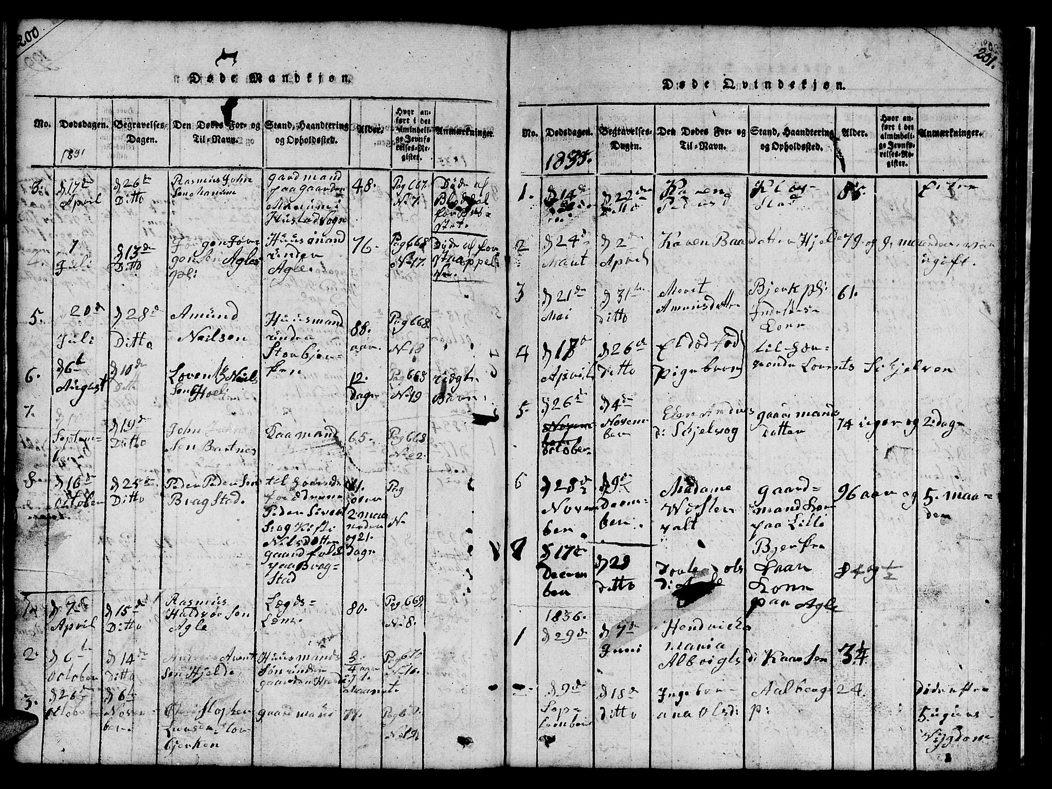 Ministerialprotokoller, klokkerbøker og fødselsregistre - Nord-Trøndelag, SAT/A-1458/732/L0317: Klokkerbok nr. 732C01, 1816-1881, s. 200-201