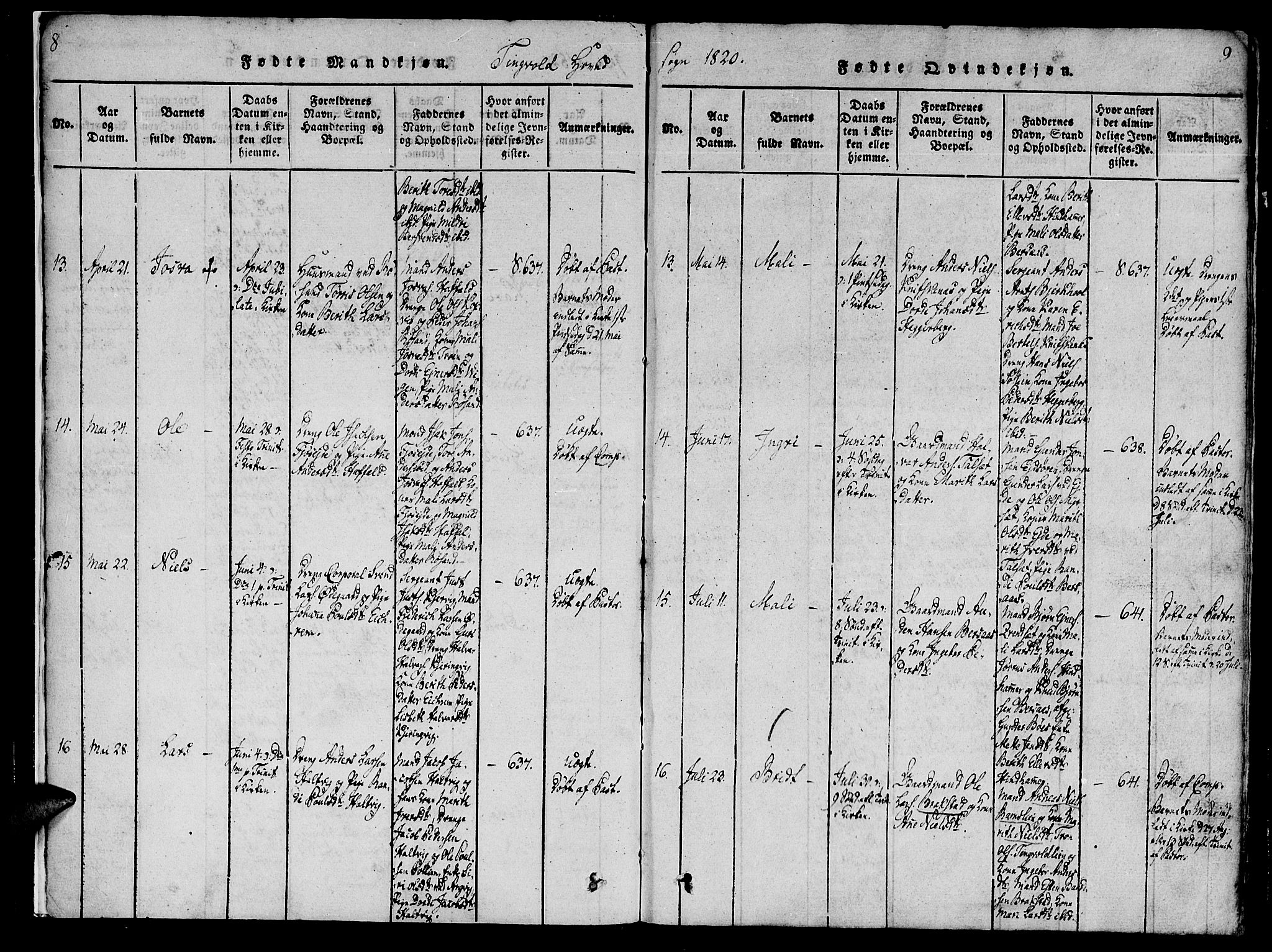 Ministerialprotokoller, klokkerbøker og fødselsregistre - Møre og Romsdal, AV/SAT-A-1454/586/L0982: Ministerialbok nr. 586A08, 1819-1829, s. 8-9