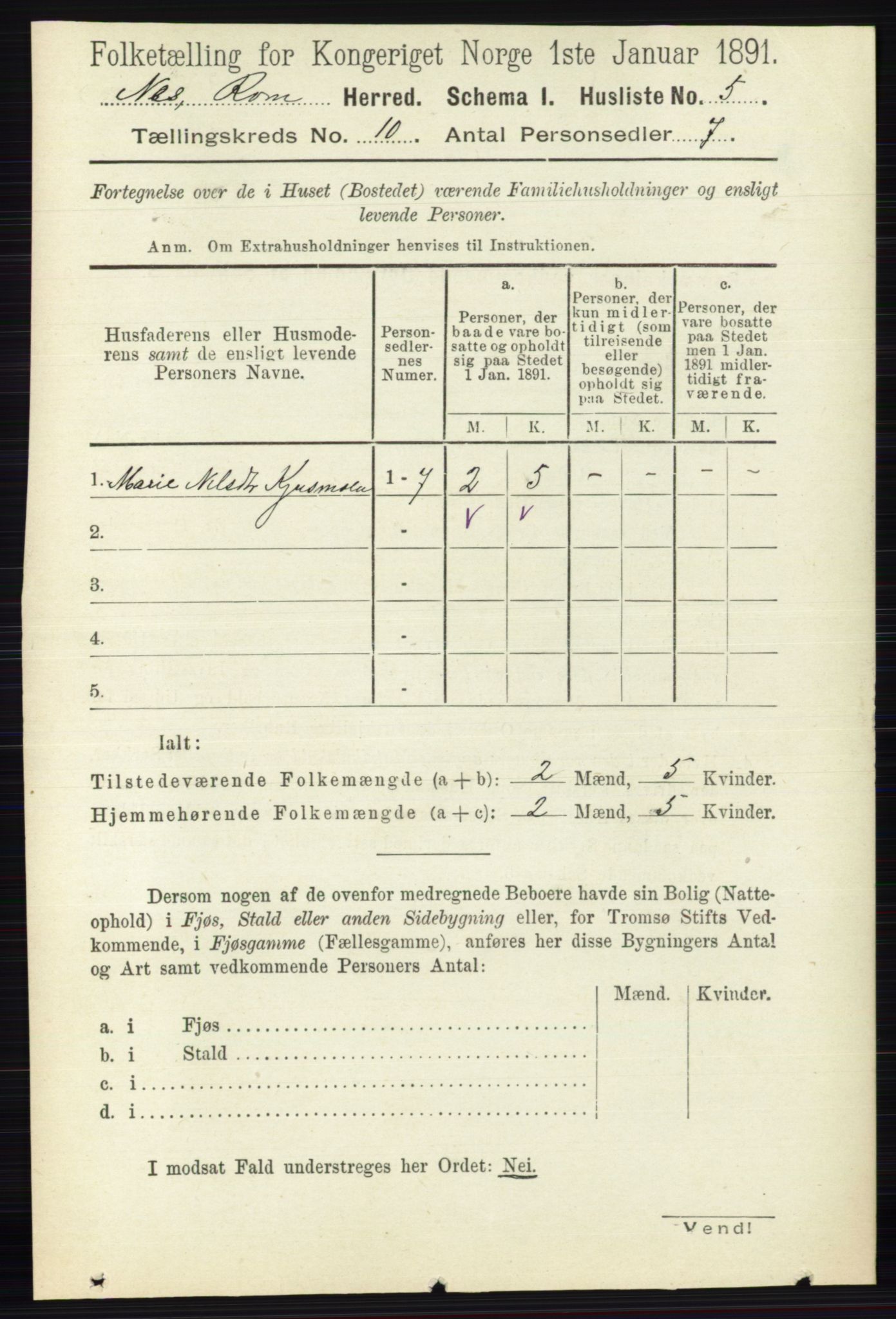 RA, Folketelling 1891 for 0236 Nes herred, 1891, s. 5717