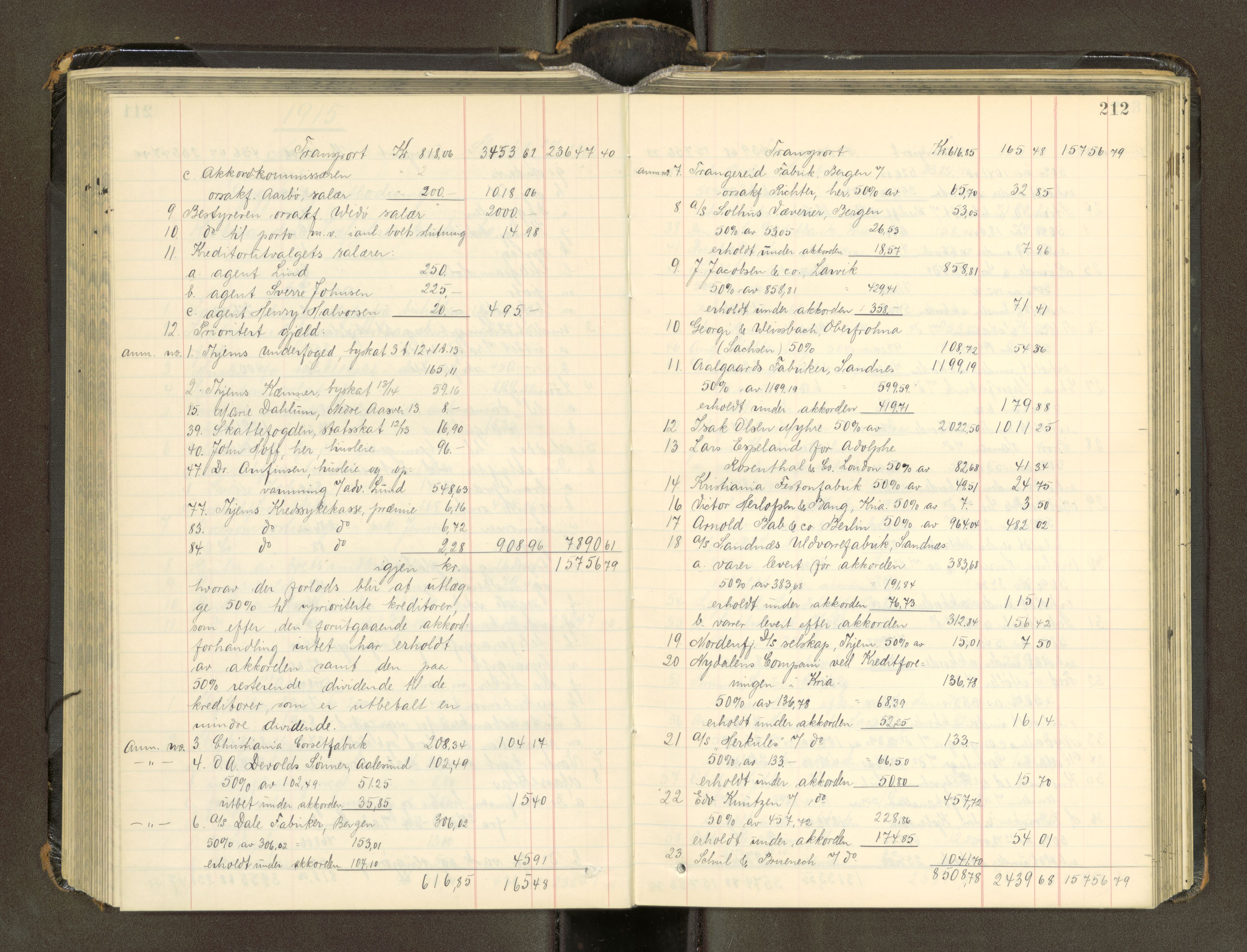 Trondheim byfogd, SAT/A-0003/1/3/3A/L0041: Skifteutlodningsprotokoll - 1710-5/2. (m/ register), 1913-1916, s. 212