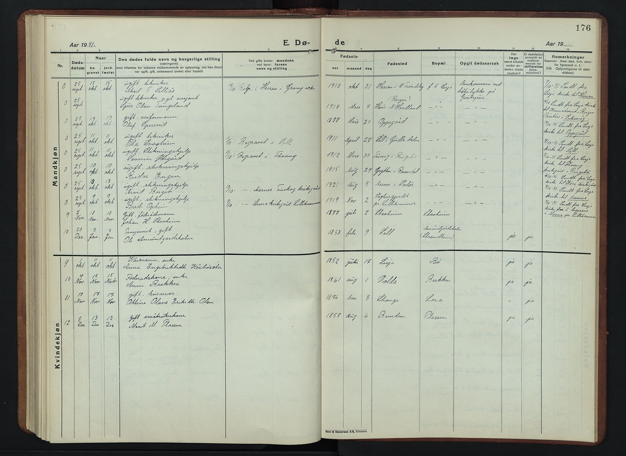 Lesja prestekontor, AV/SAH-PREST-068/H/Ha/Hab/L0009: Klokkerbok nr. 9, 1924-1947, s. 176
