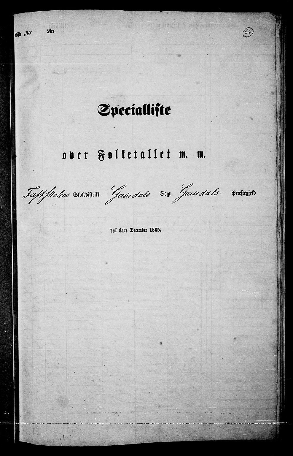 RA, Folketelling 1865 for 0522P Gausdal prestegjeld, 1865, s. 45