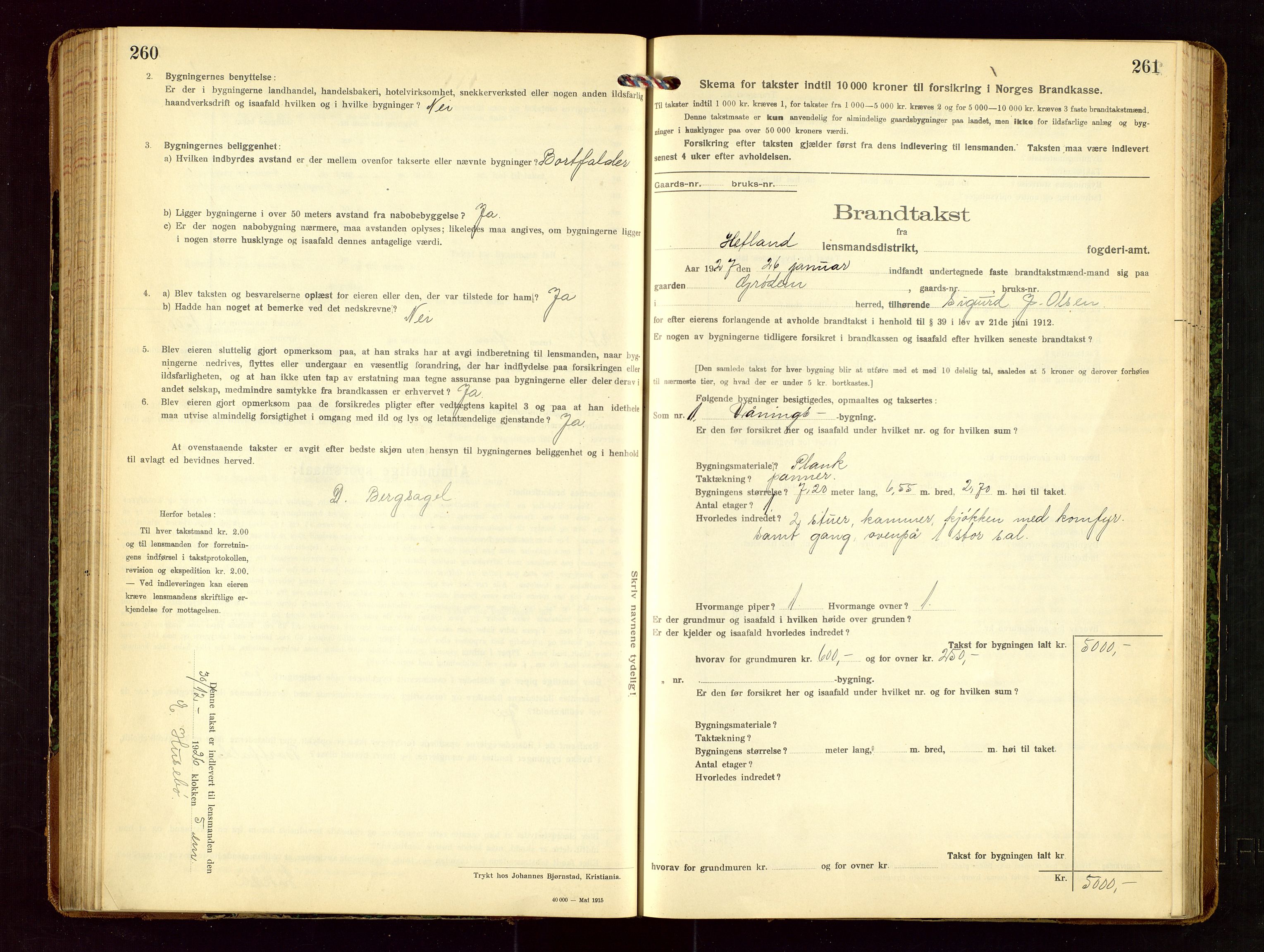Hetland lensmannskontor, SAST/A-100101/Gob/L0002: "Brandtakstprotokol", 1918-1932, s. 260-261