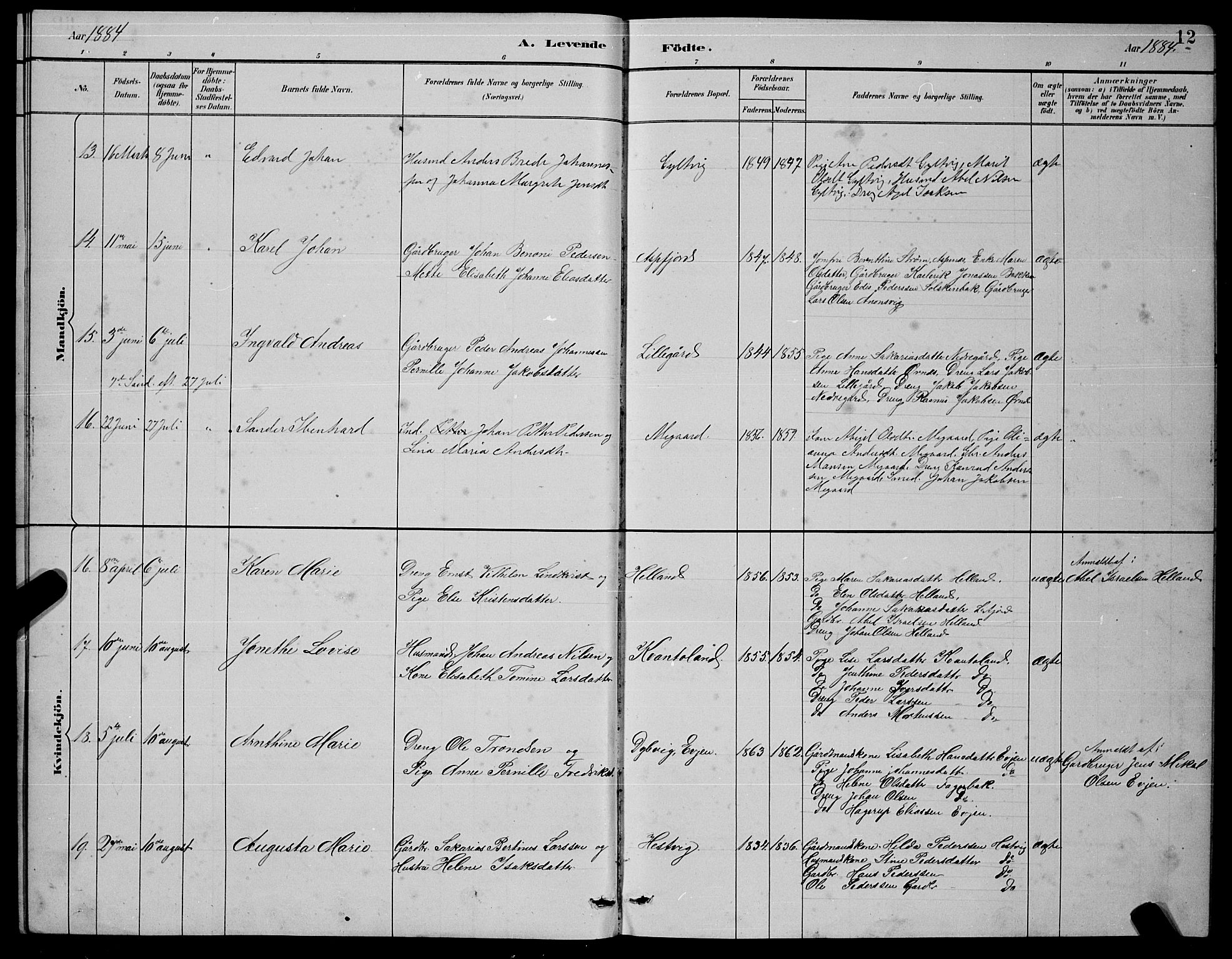 Ministerialprotokoller, klokkerbøker og fødselsregistre - Nordland, AV/SAT-A-1459/854/L0785: Klokkerbok nr. 854C01, 1883-1891, s. 12