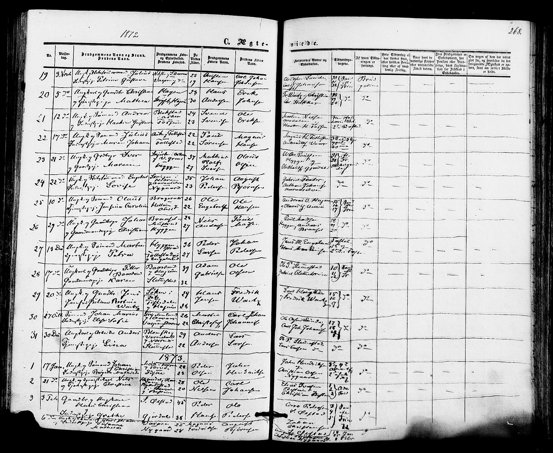 Røyken kirkebøker, AV/SAKO-A-241/F/Fa/L0006: Ministerialbok nr. 6, 1857-1875, s. 268
