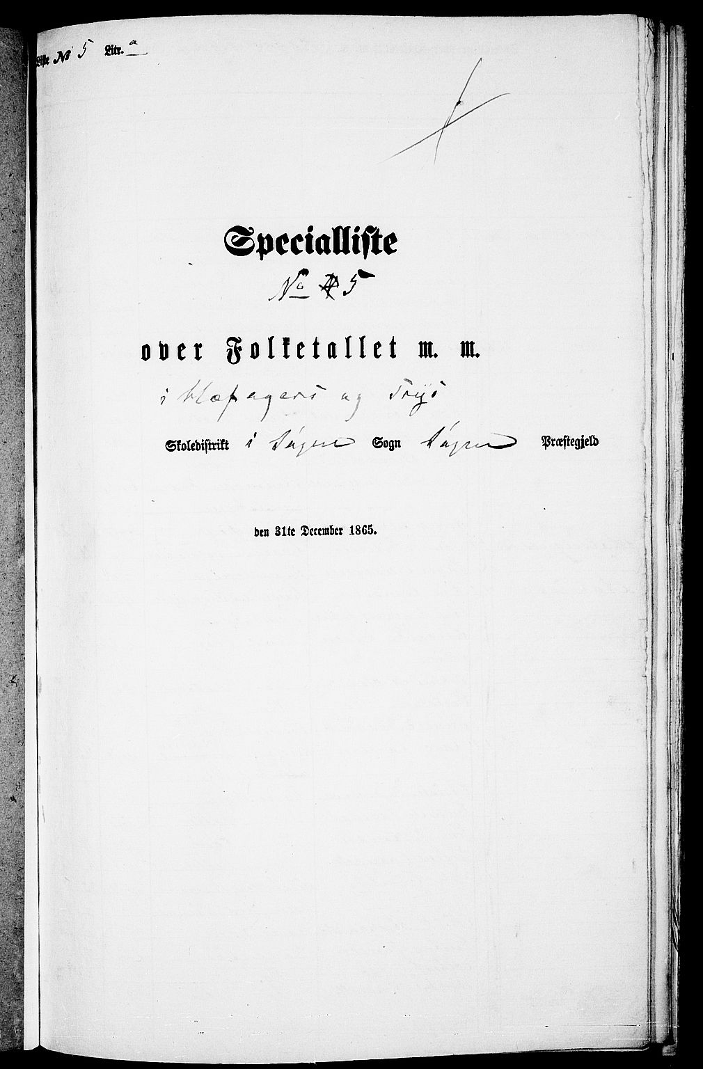 RA, Folketelling 1865 for 1018P Søgne prestegjeld, 1865, s. 93