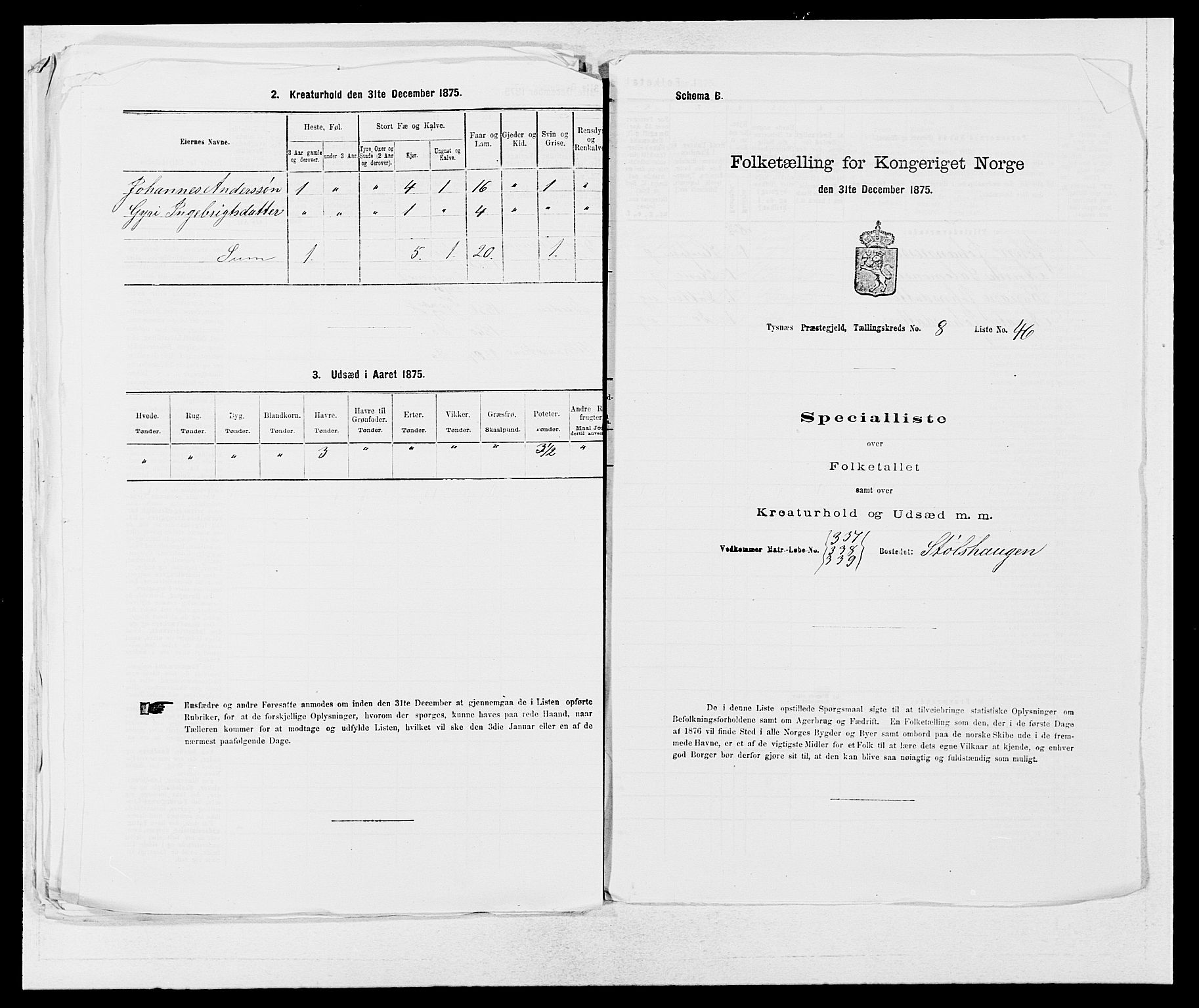 SAB, Folketelling 1875 for 1223P Tysnes prestegjeld, 1875, s. 1021