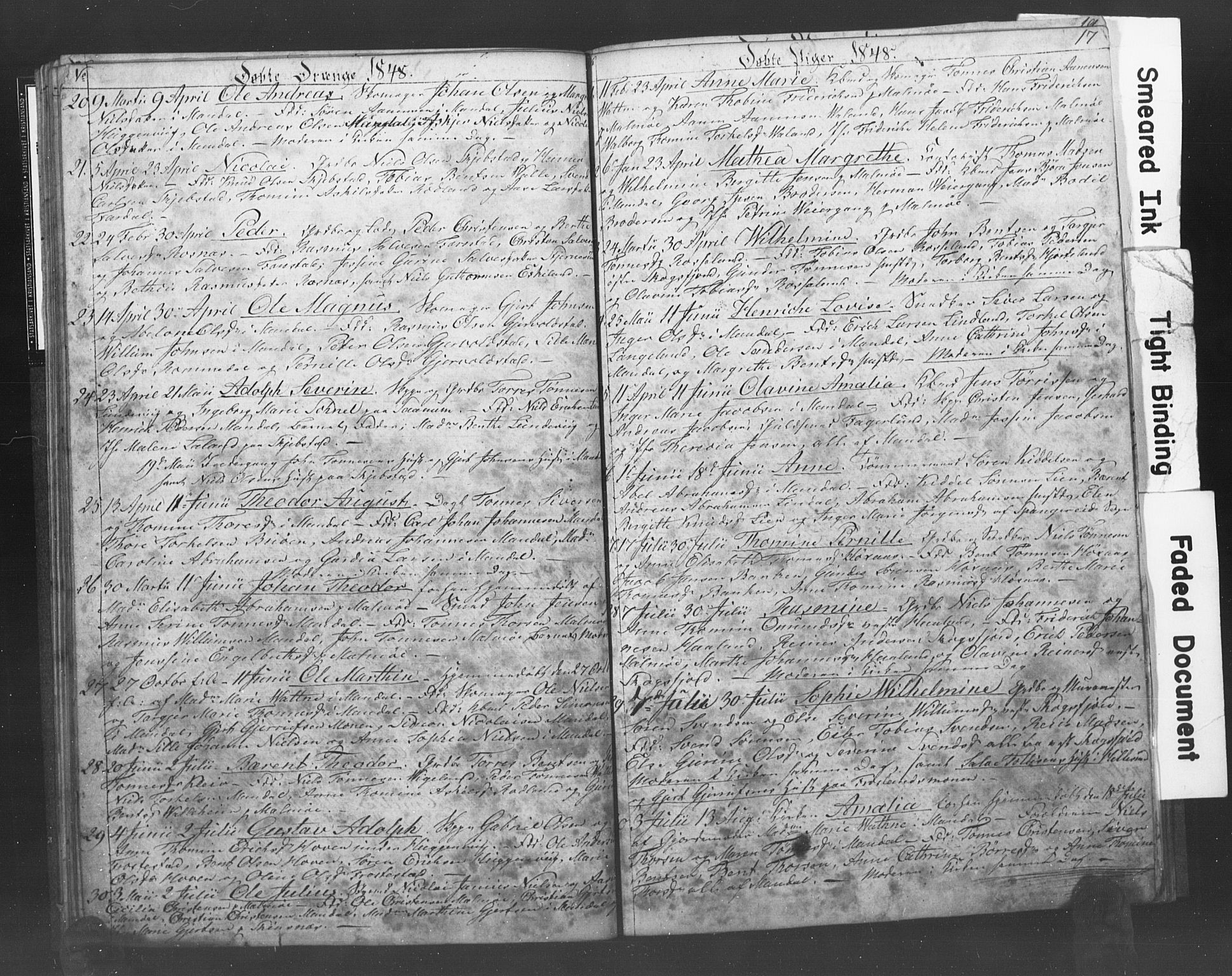 Mandal sokneprestkontor, AV/SAK-1111-0030/F/Fb/Fba/L0006: Klokkerbok nr. B 1F, 1846-1849, s. 17